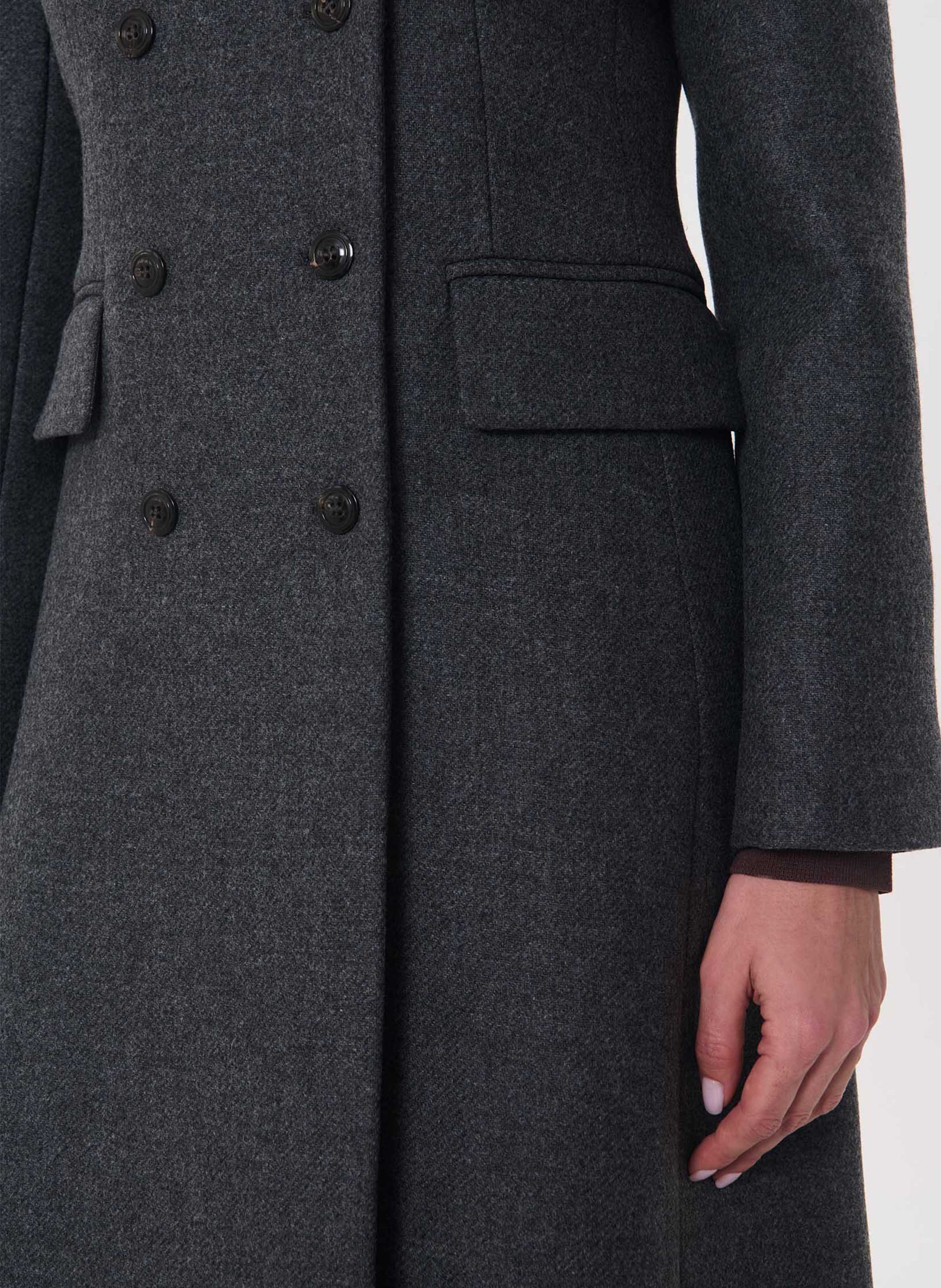 Manteau long boutonné en laine mélangée TARA JARMON Gris