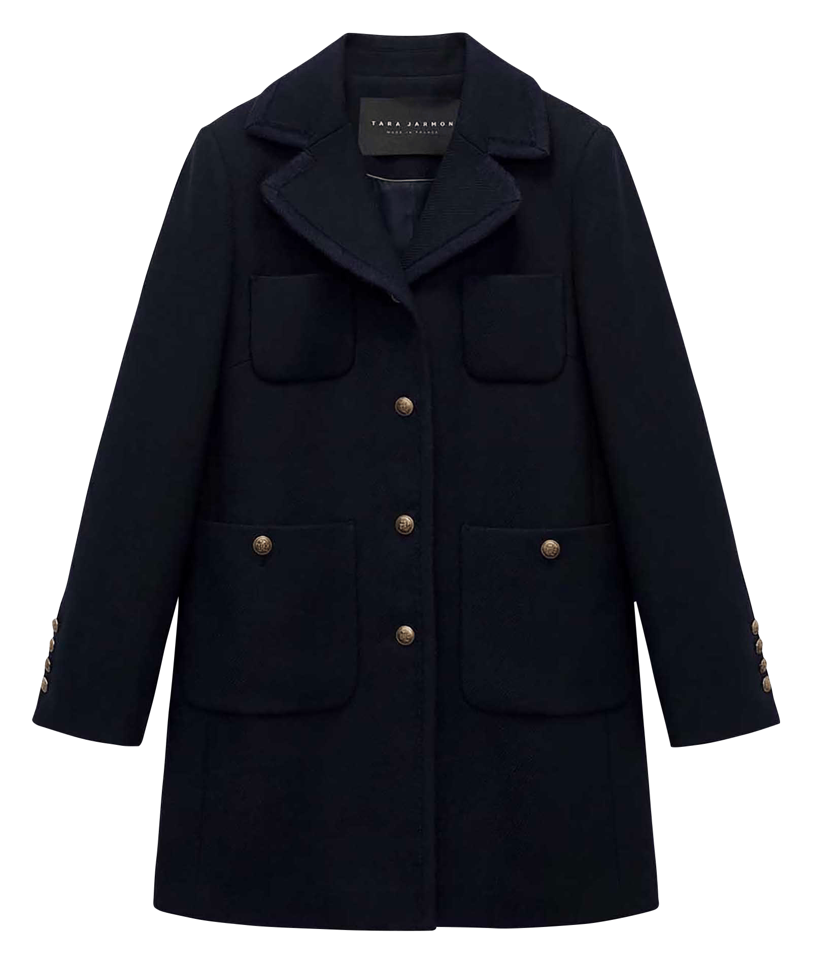 Manteau droit boutonné en laine mélangée TARA JARMON Bleu