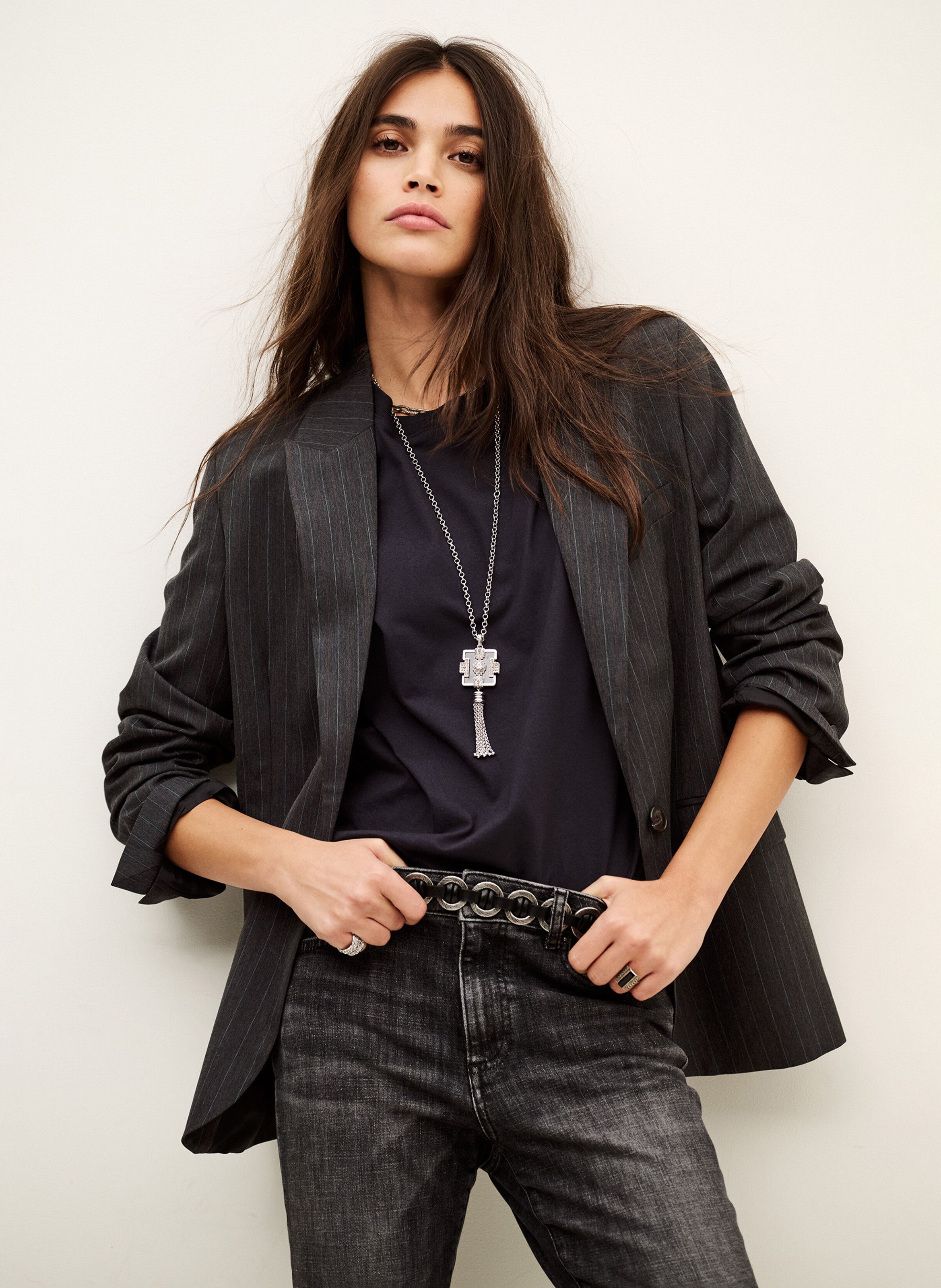 Wool-blend jacket with tailored collar BA&SH Grey