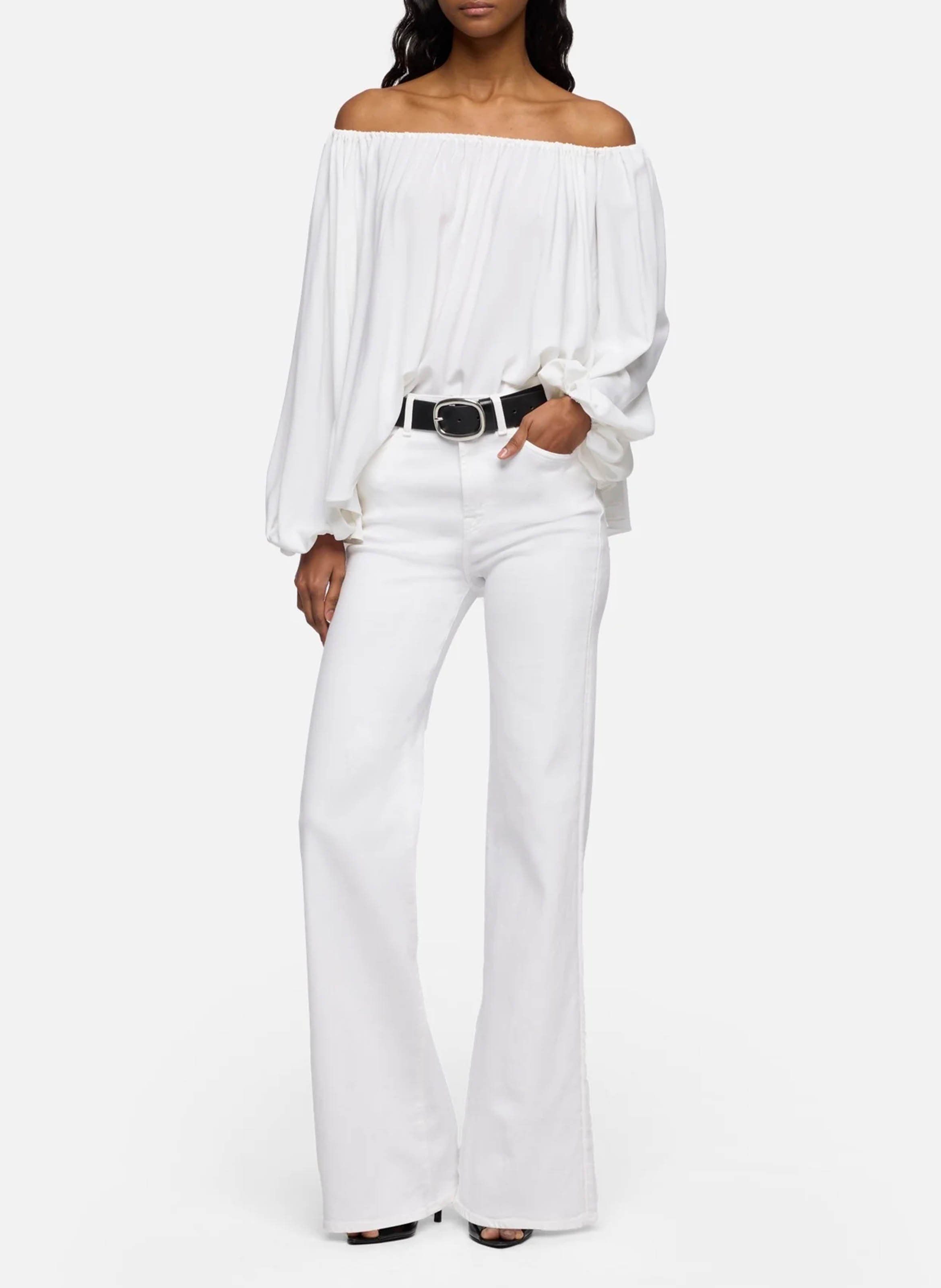 Jean flare taille haute uni 7 FOR ALL MANKIND Blanc