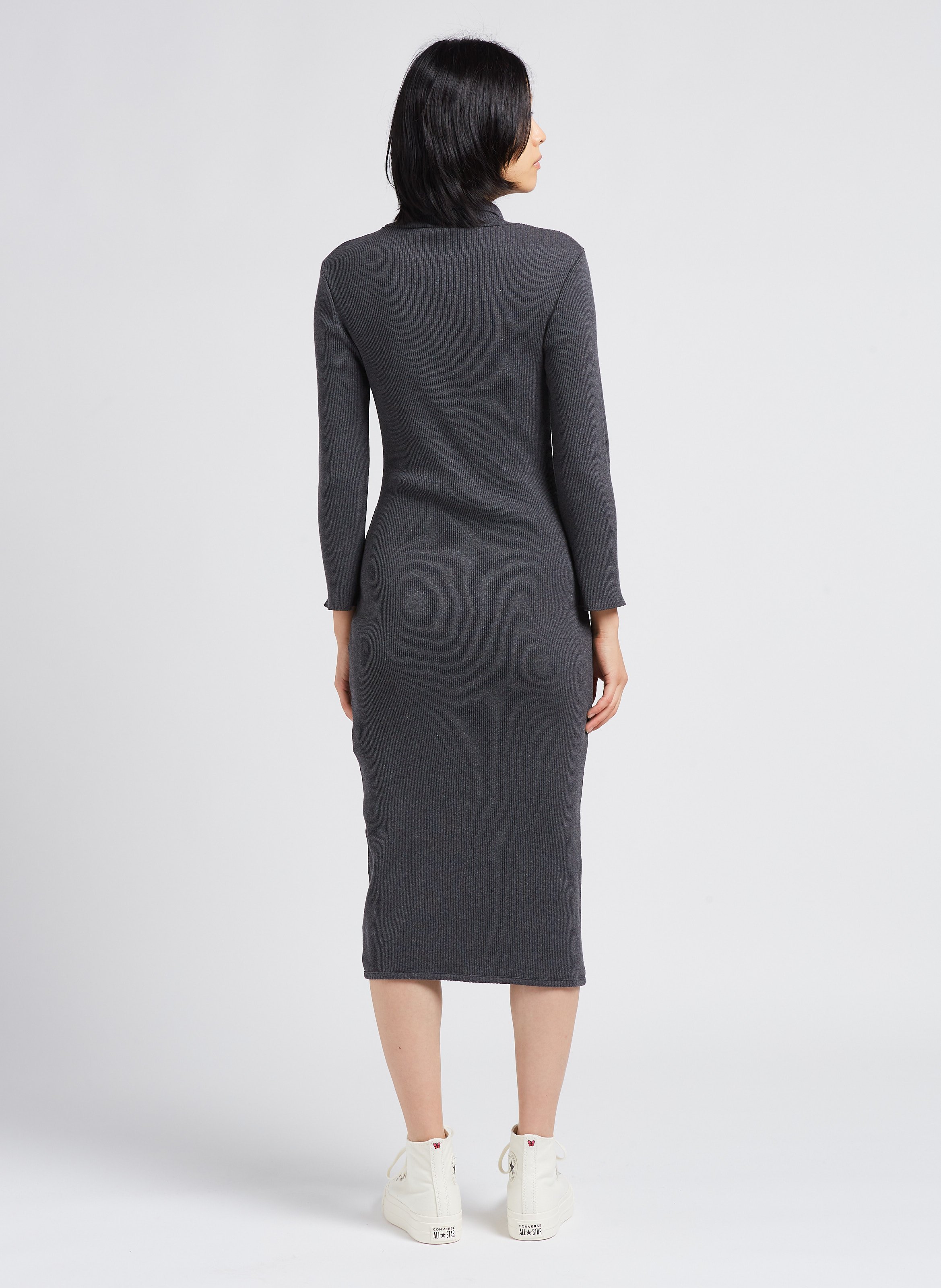 Body-hugging Turtleneck Sweater Dress Anthracite Chine American