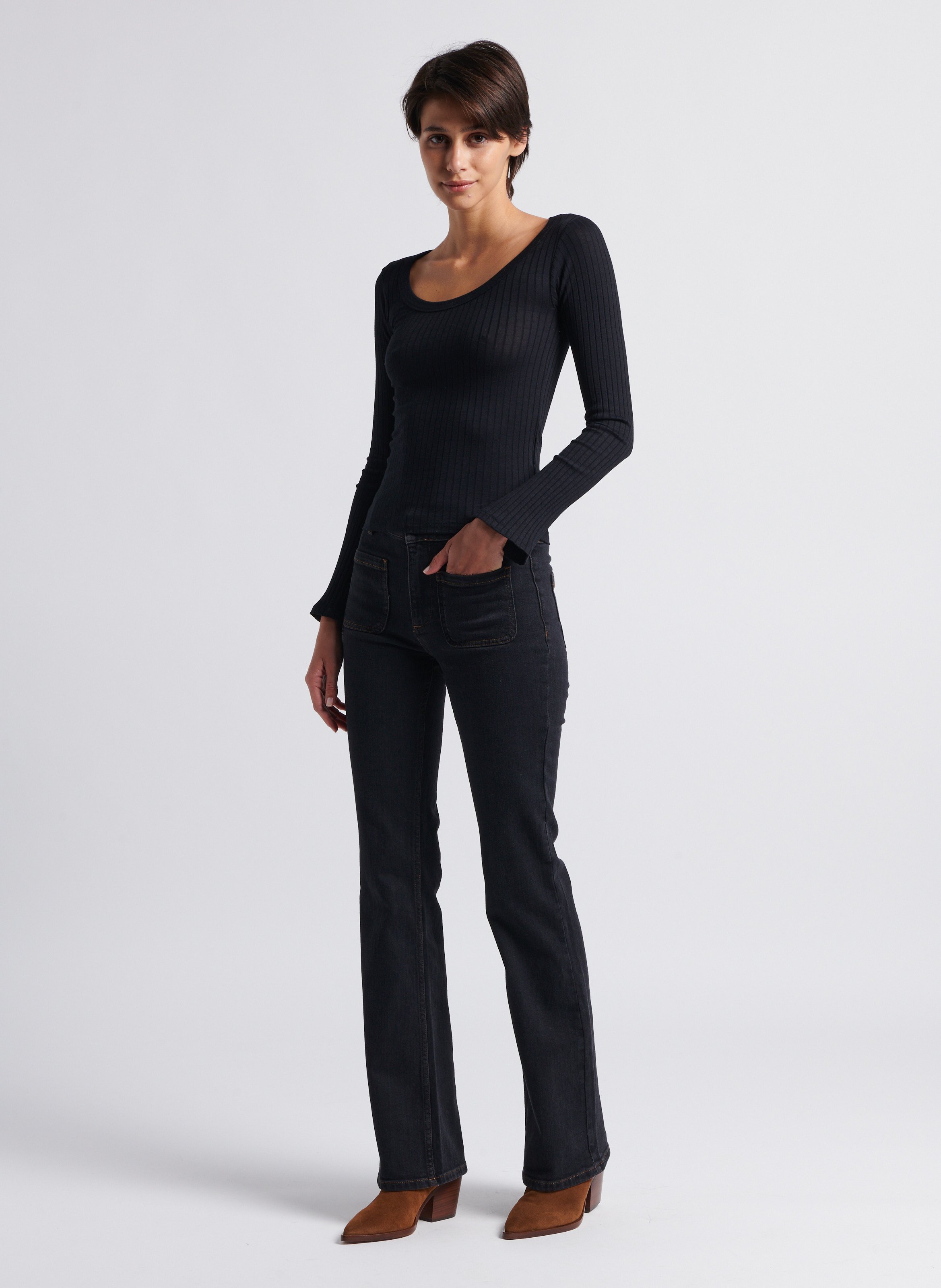 Pantalon boot-cut en jean BA&SH Noir