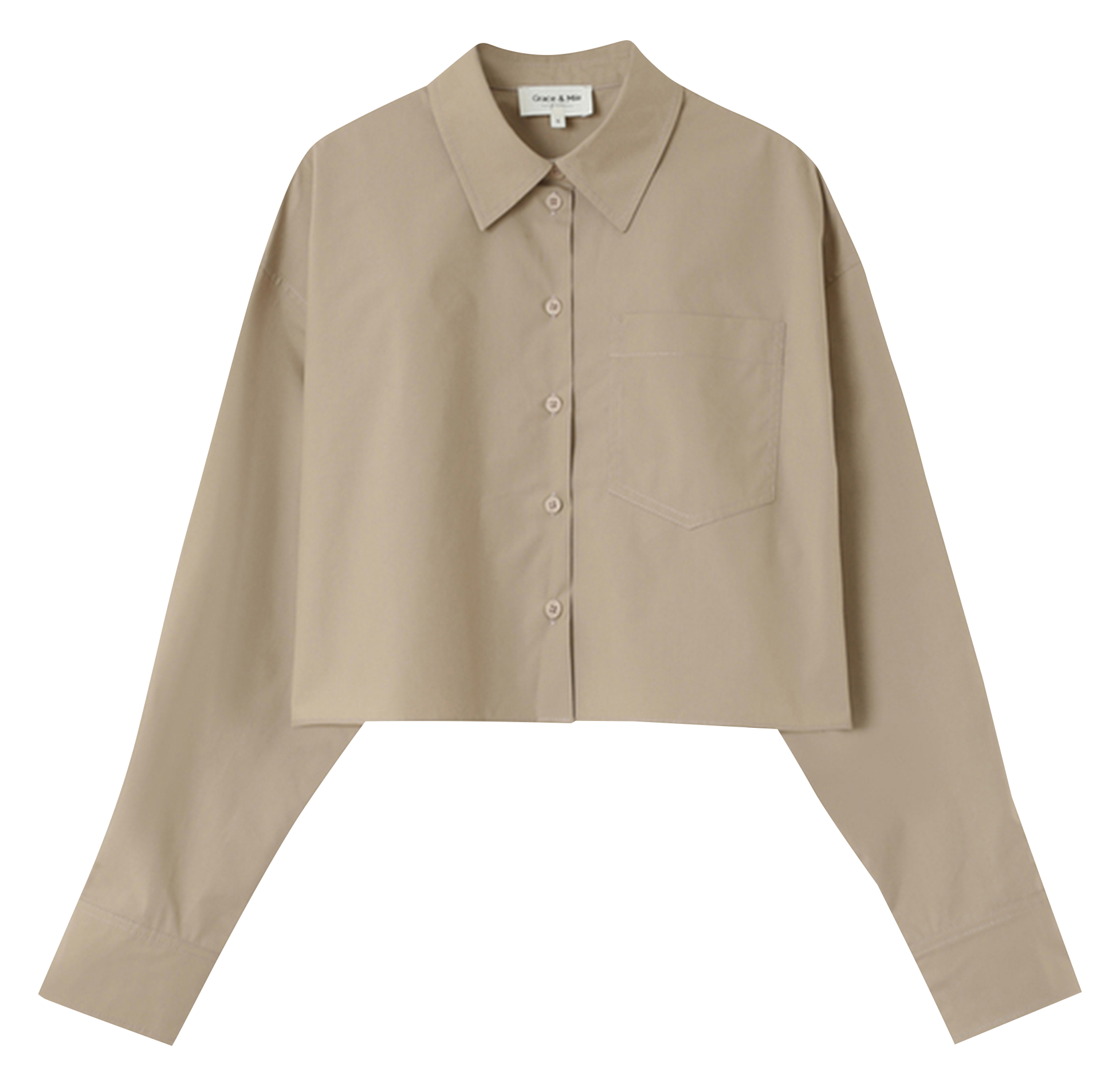 Cropped cotton shirt GRACE ET MILA Beige