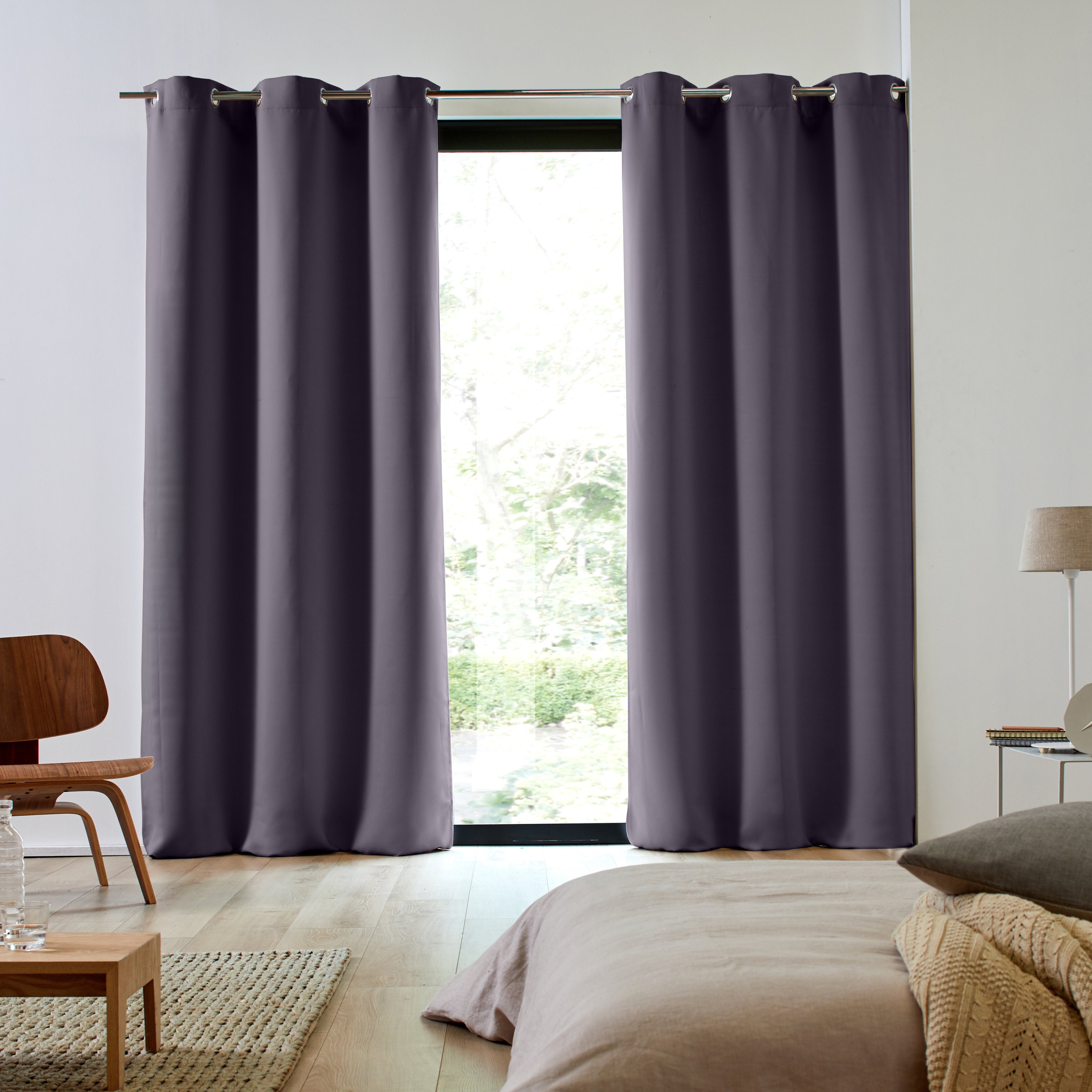 Pack of 2 blackout curtains with eyelets MADURA Grey
