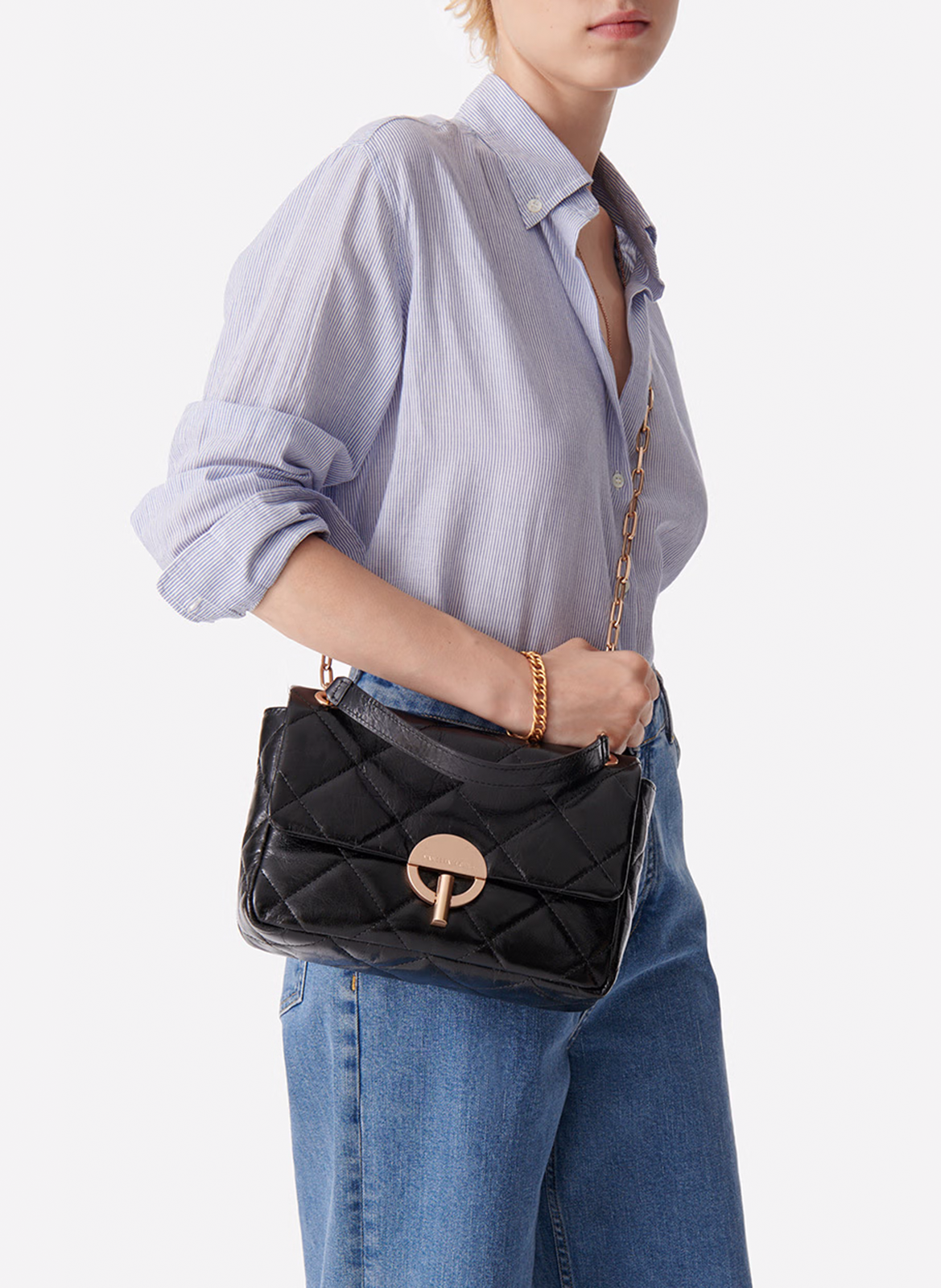 Leren crossbodytas  Zwart