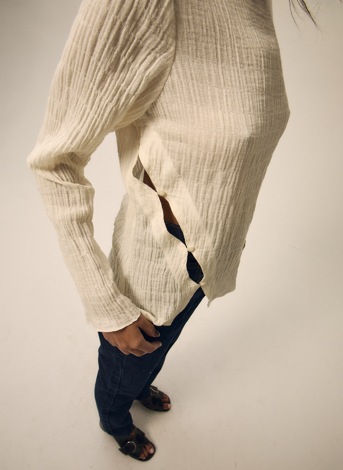 Aimee dotted Swiss top NITAH White