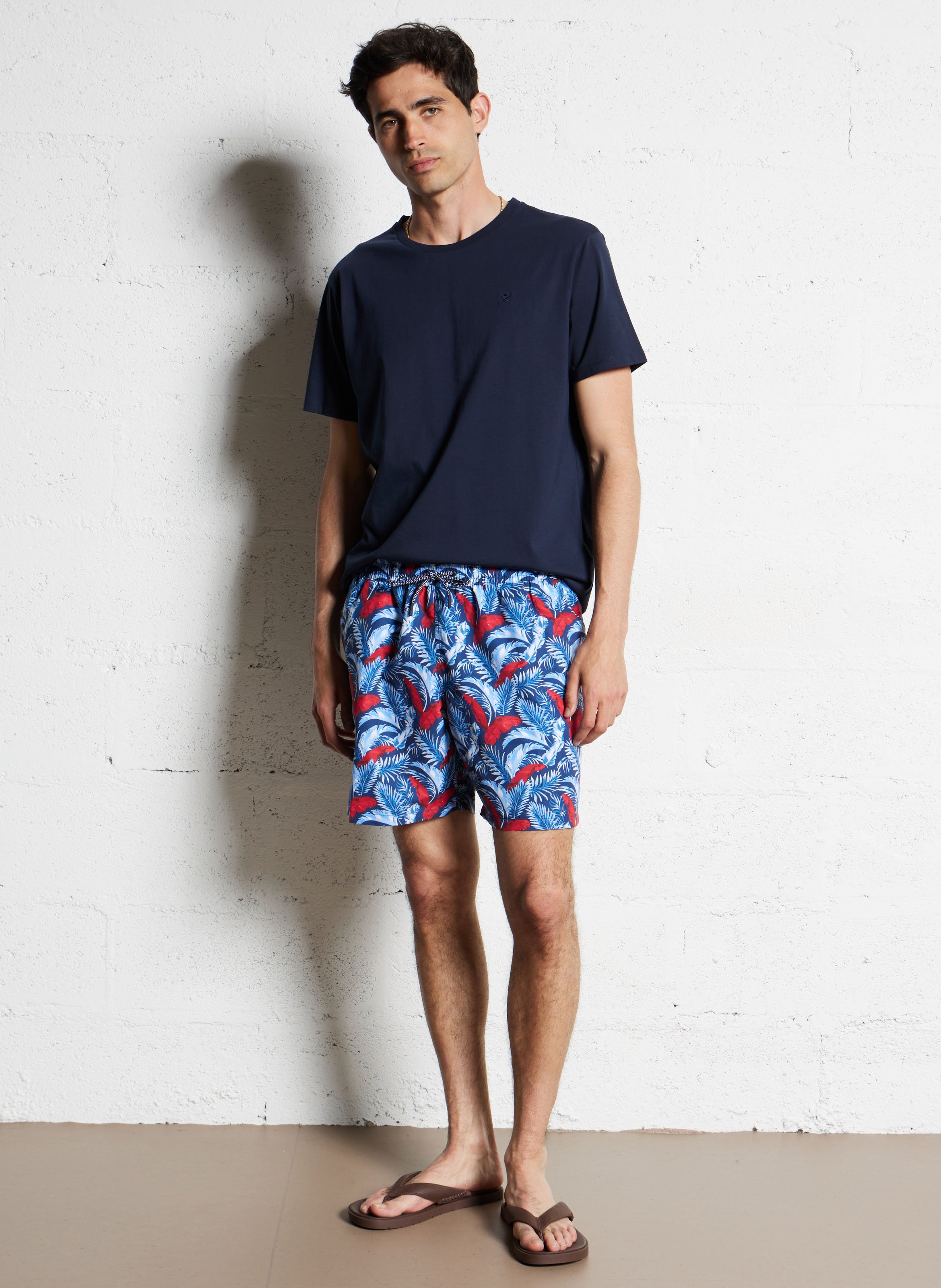 Tone-on-tone logo cotton t-shirt HACKETT Blue