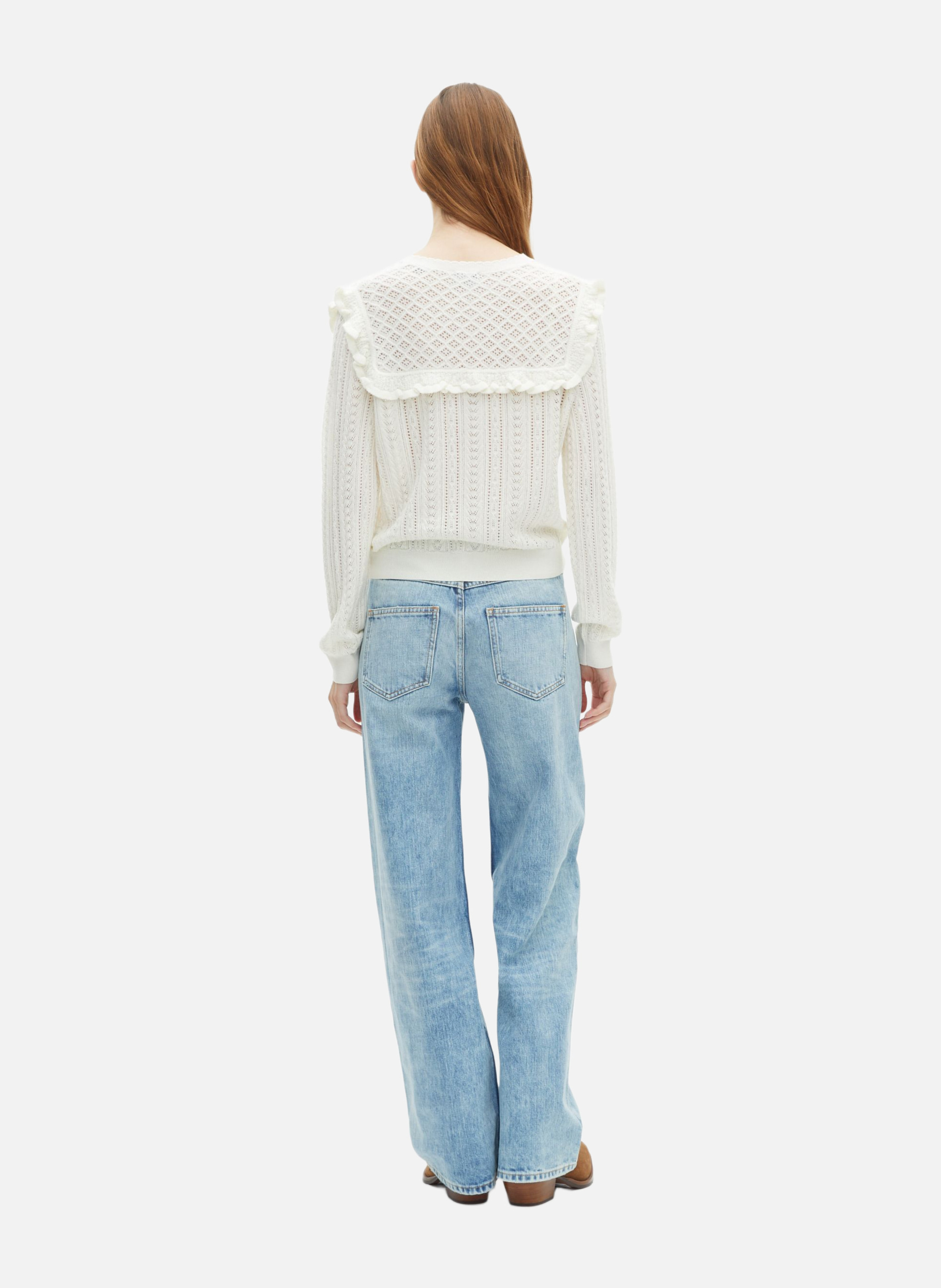 Cardigan with merino wool ruffles THE KOOPLES Beige