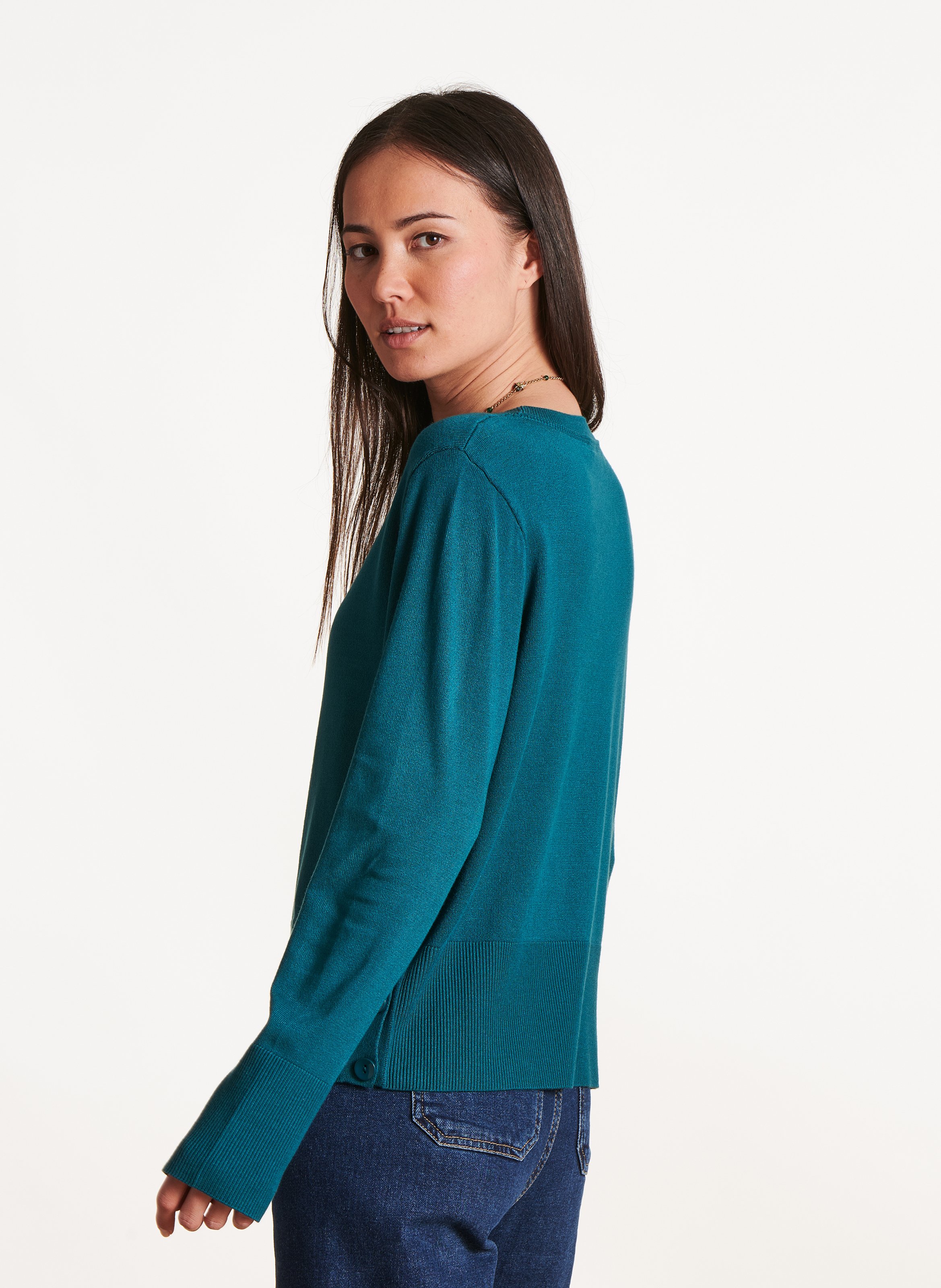 Pull droit col rond Vert