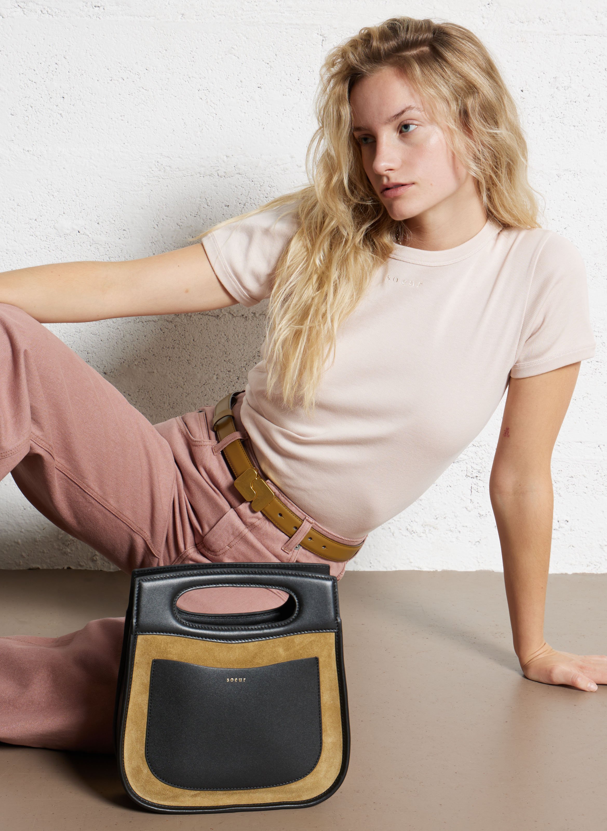 Ceinture en cuir glacé SOEUR Marron