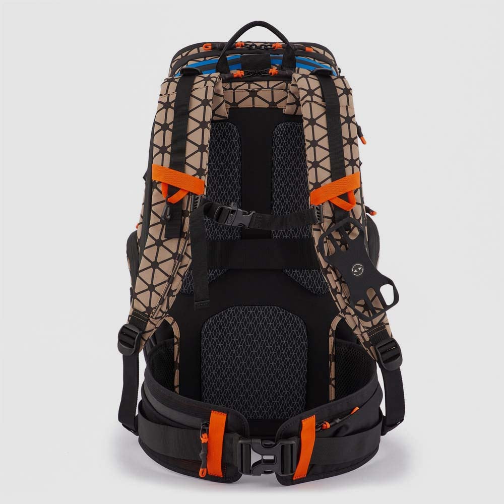 Backpack for ski touring and trekking made of highly performant 40% recycled Cordura® polyester. PIQUADRO Beige