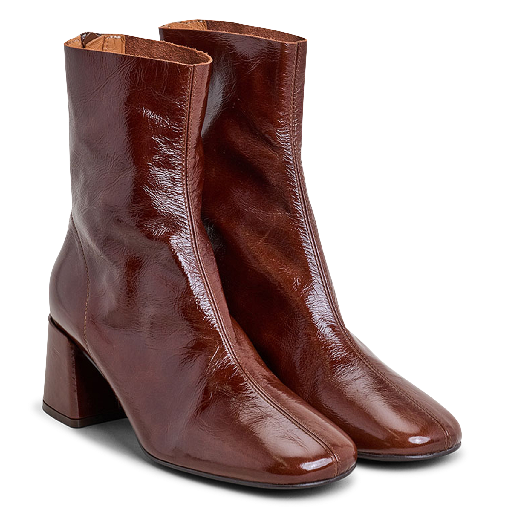 Patent leather heeled ankle boots JONAK Brown