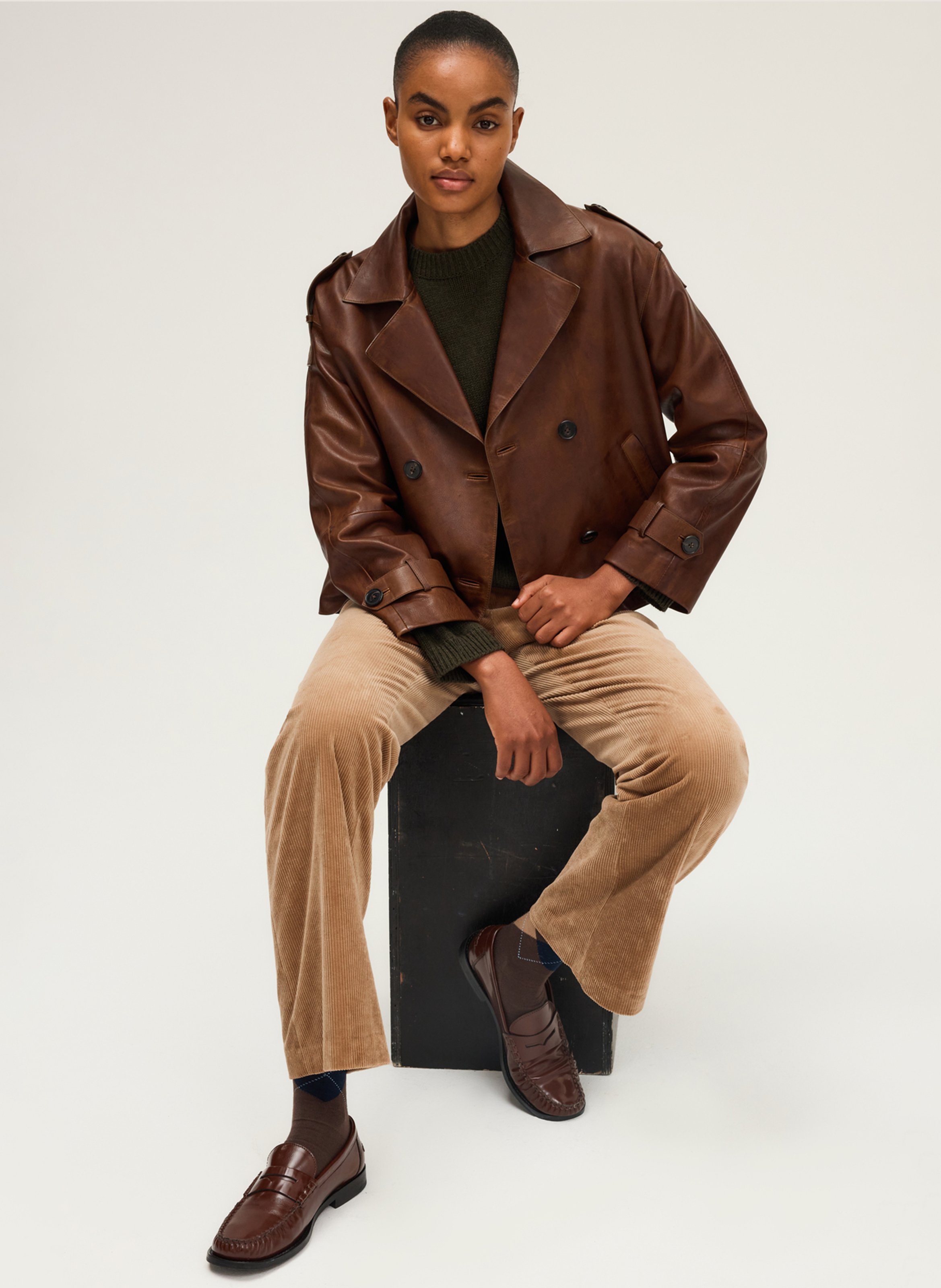 Leather trench coat PABLO Brown