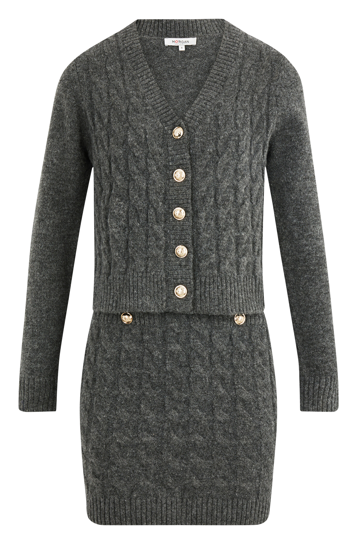 Robe courte en tricot tressé MORGAN Gris