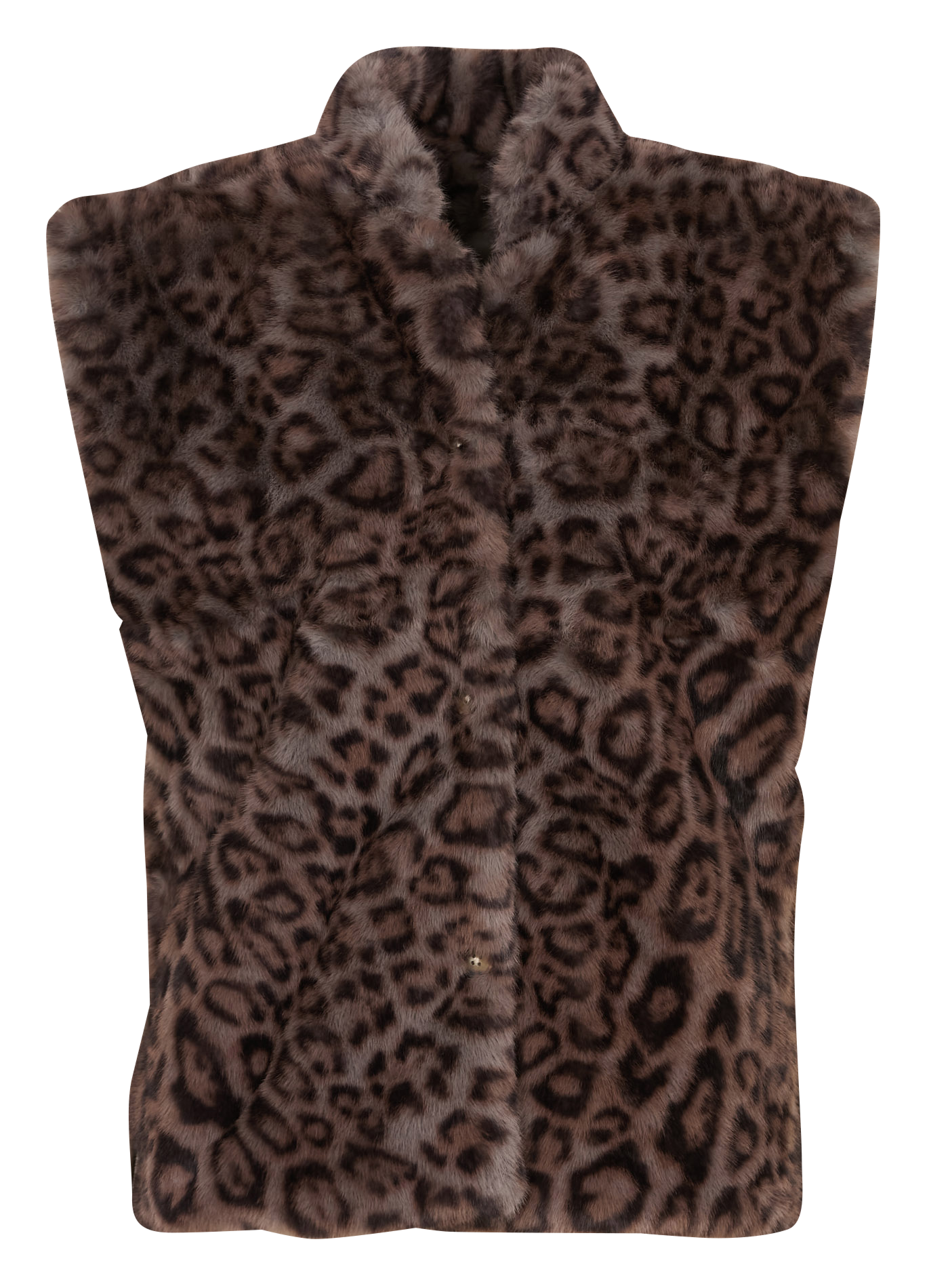 Oversized jas met ronde hals in bedrukte synthetische bont. LAB DIP Grijs