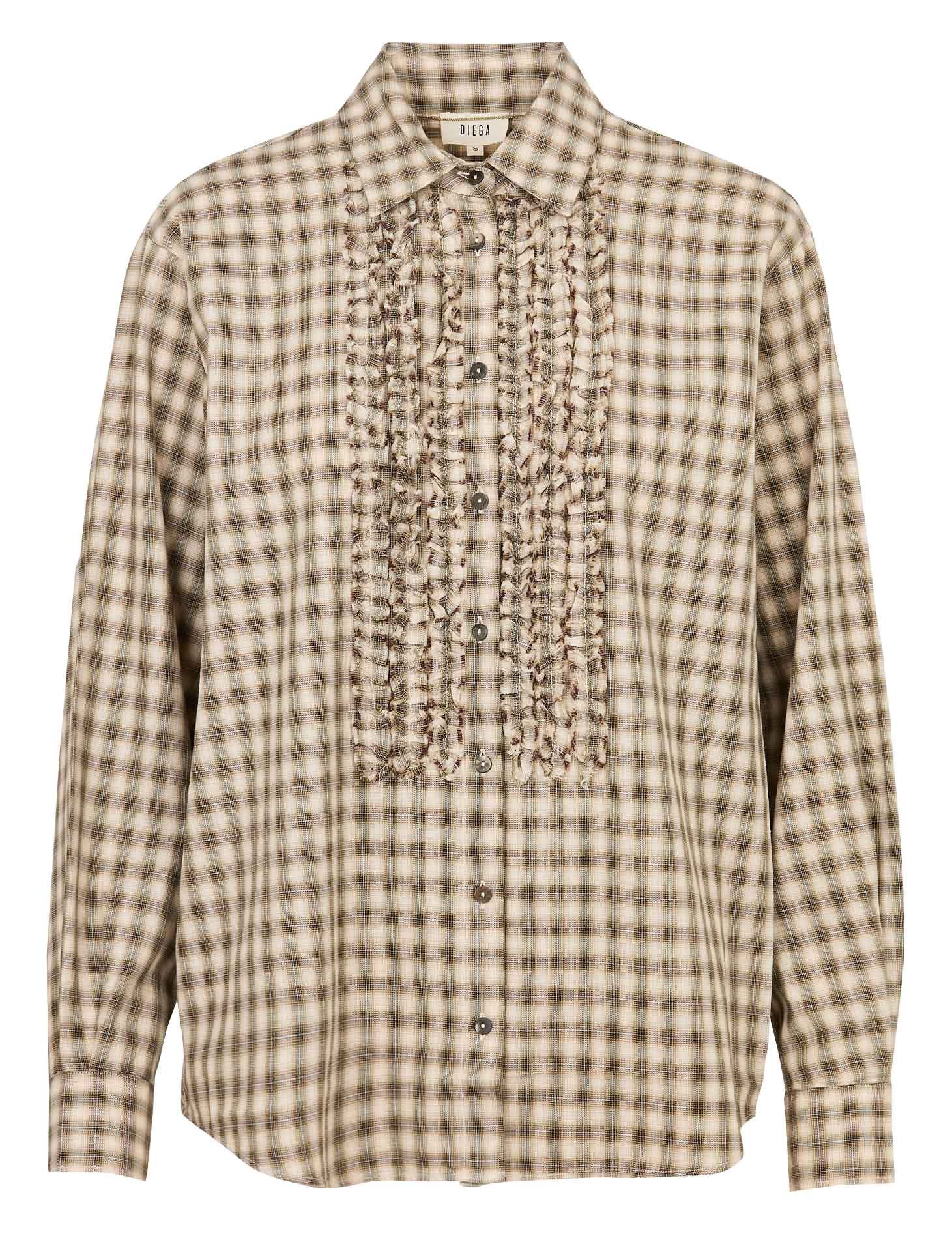 Chemise droite col classique à carreaux en coton DIEGA Vert