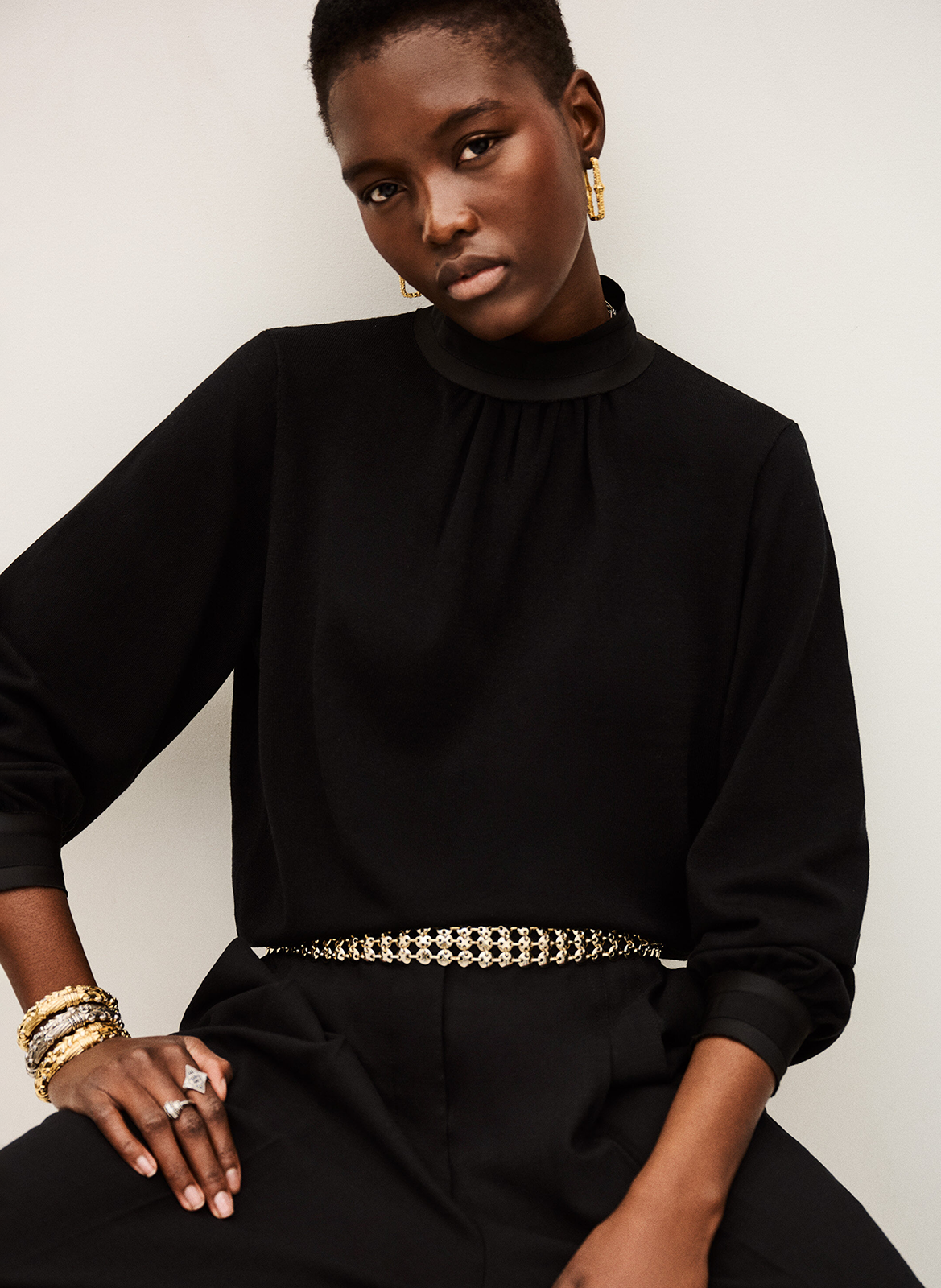 Top droit col montant BA&SH Noir