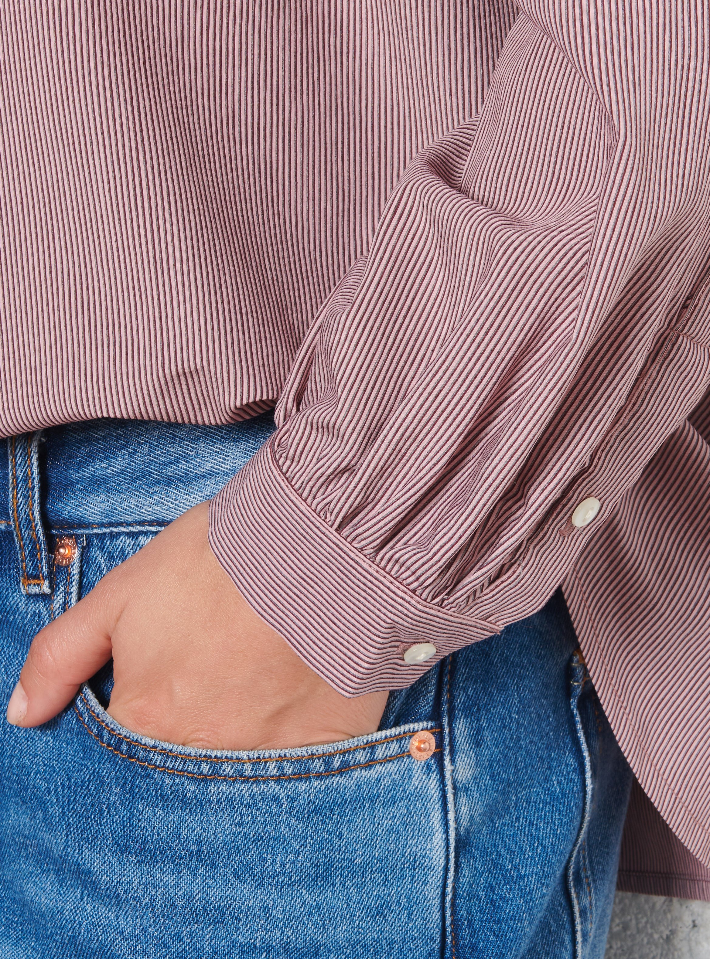 Striped loose-fit shirt with classic collar HOD PARIS Red