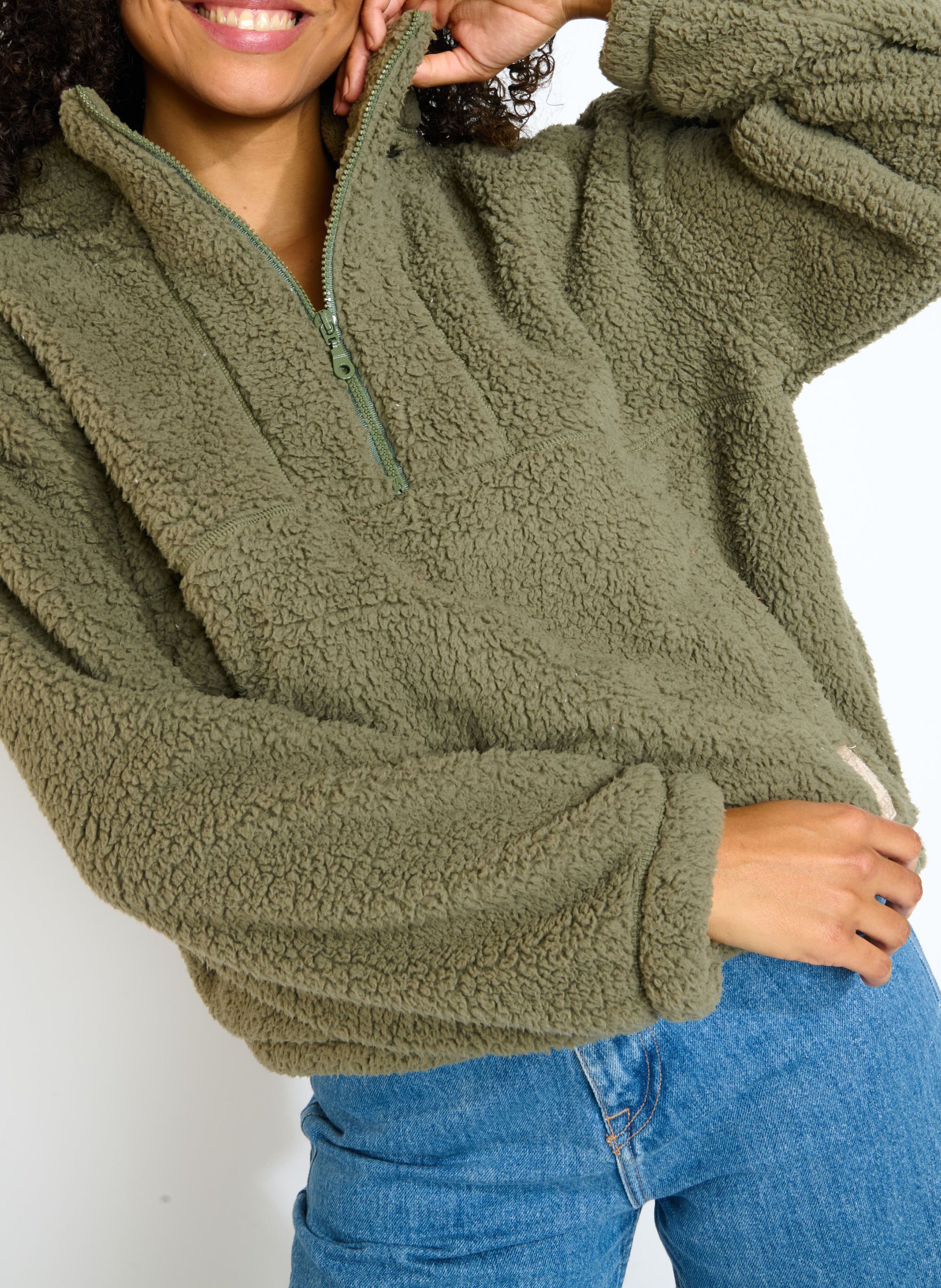 Sweat ample à capuche teddy BANANA MOON Vert