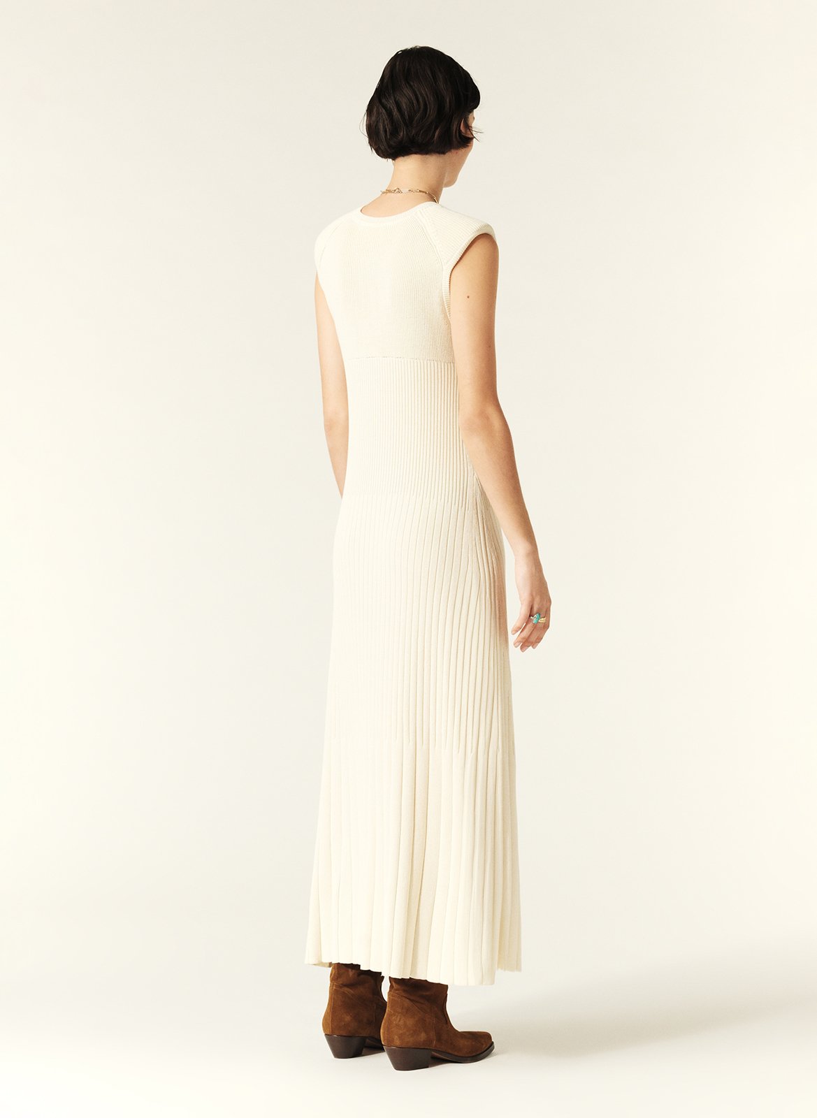 Robe longue droite col rond  BA&SH Beige