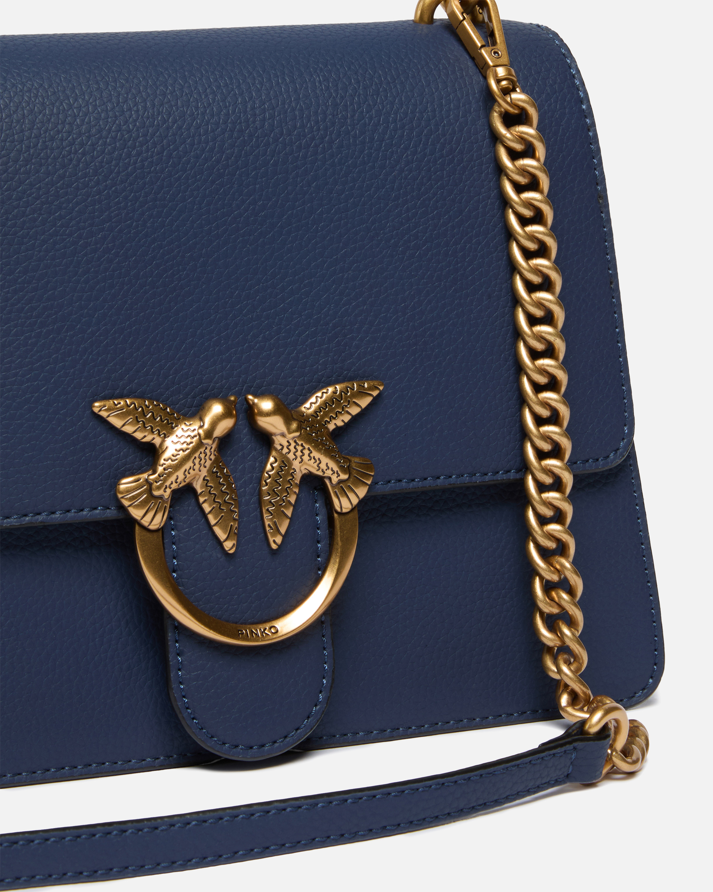 Medium Love Bag Top Handle Light grained leather handbag PINKO Blue