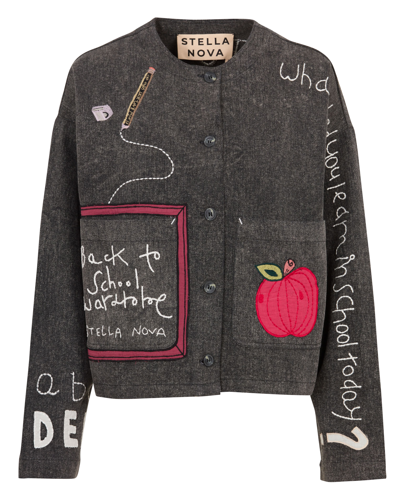 Veste courte en jean col rond STELLA NOVA Noir