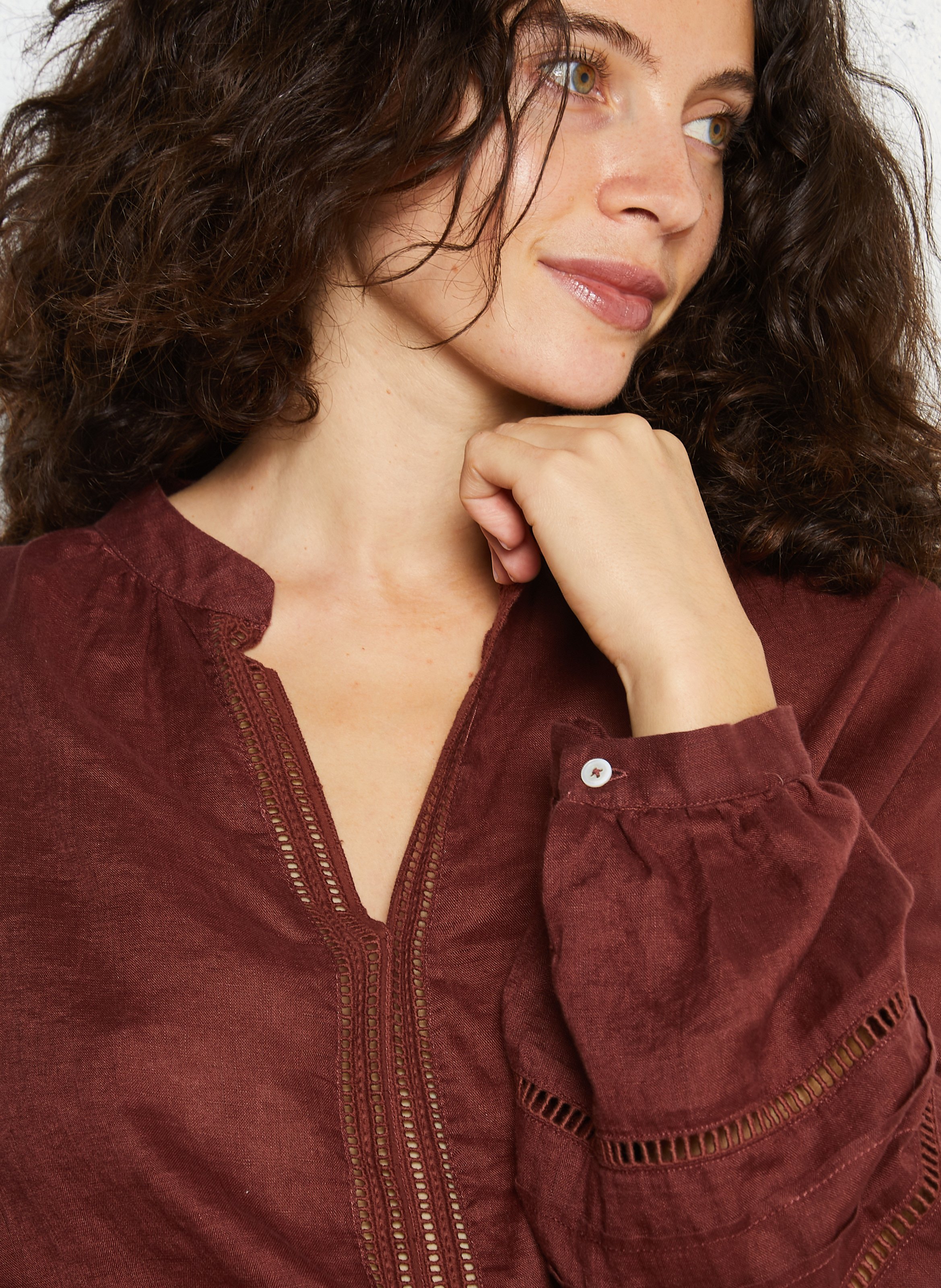 Weite Leinenbluse JC SOPHIE Braun