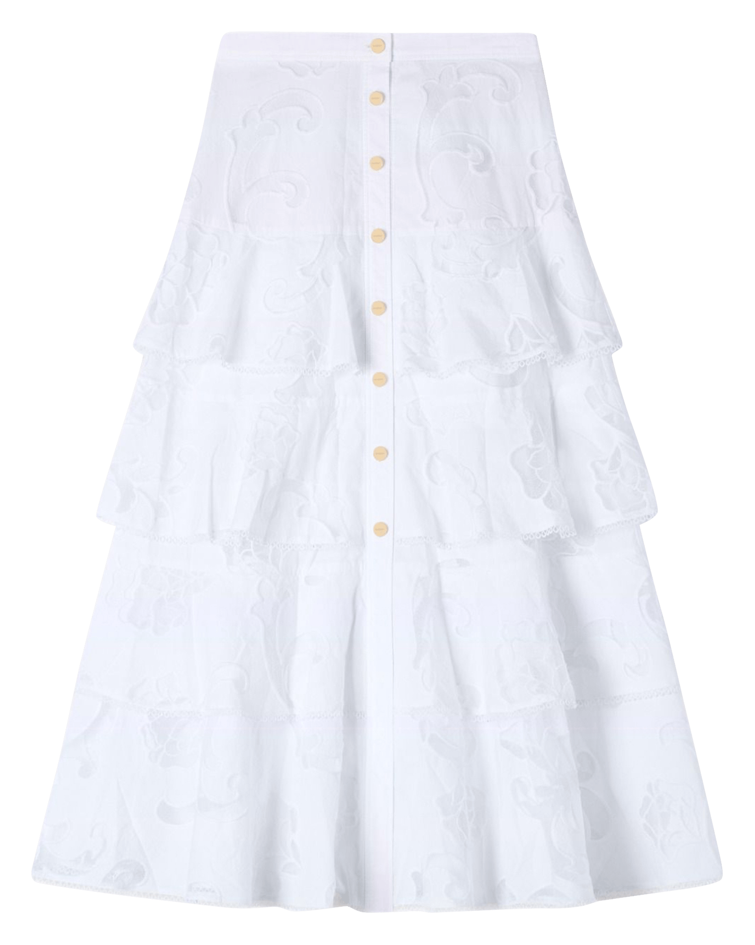 Jupe longue en coton mélangé ajouré SANDRO Beige