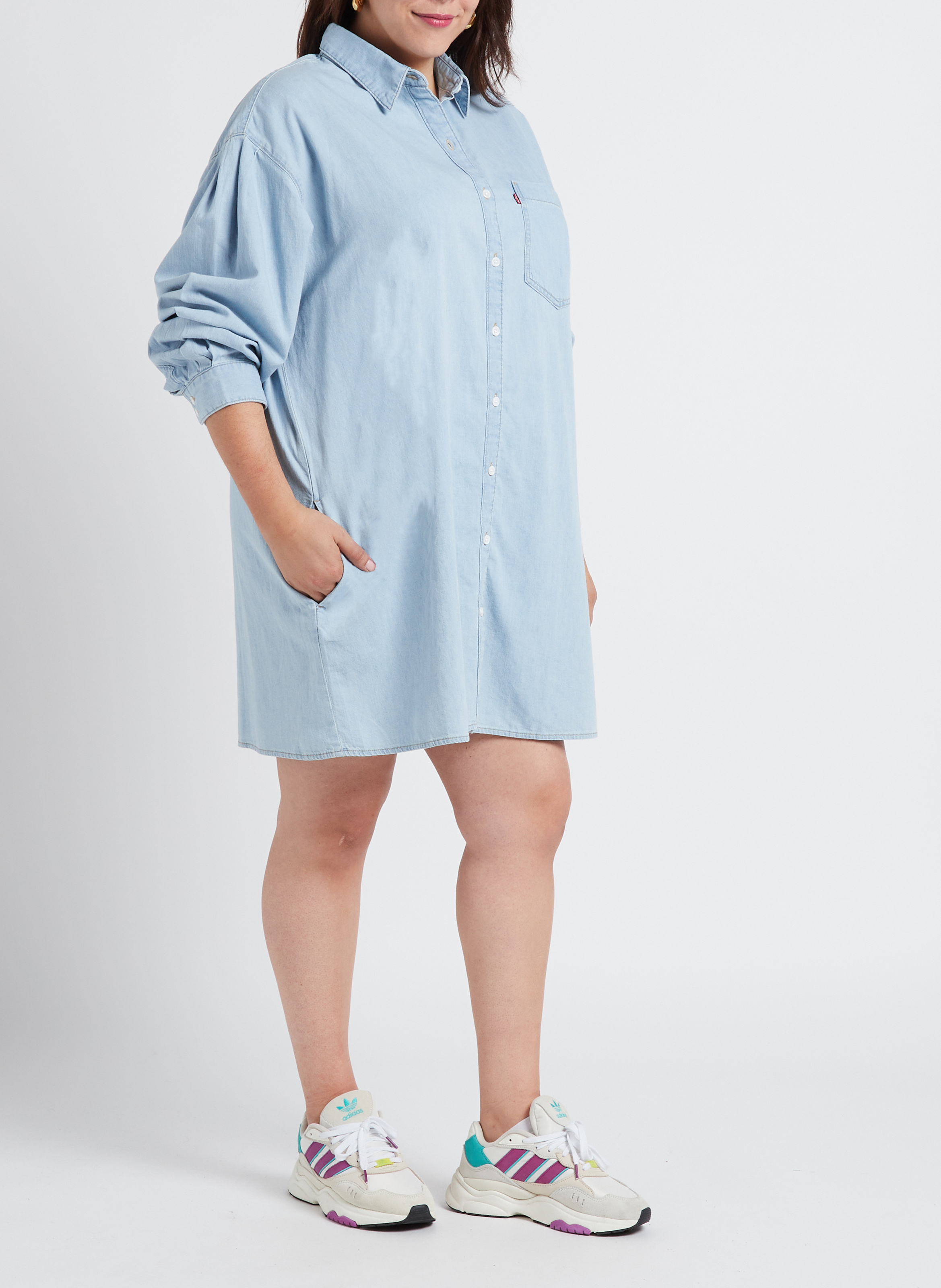 Robe courte col classique en coton mélangé LEVI'S Jean Délavé