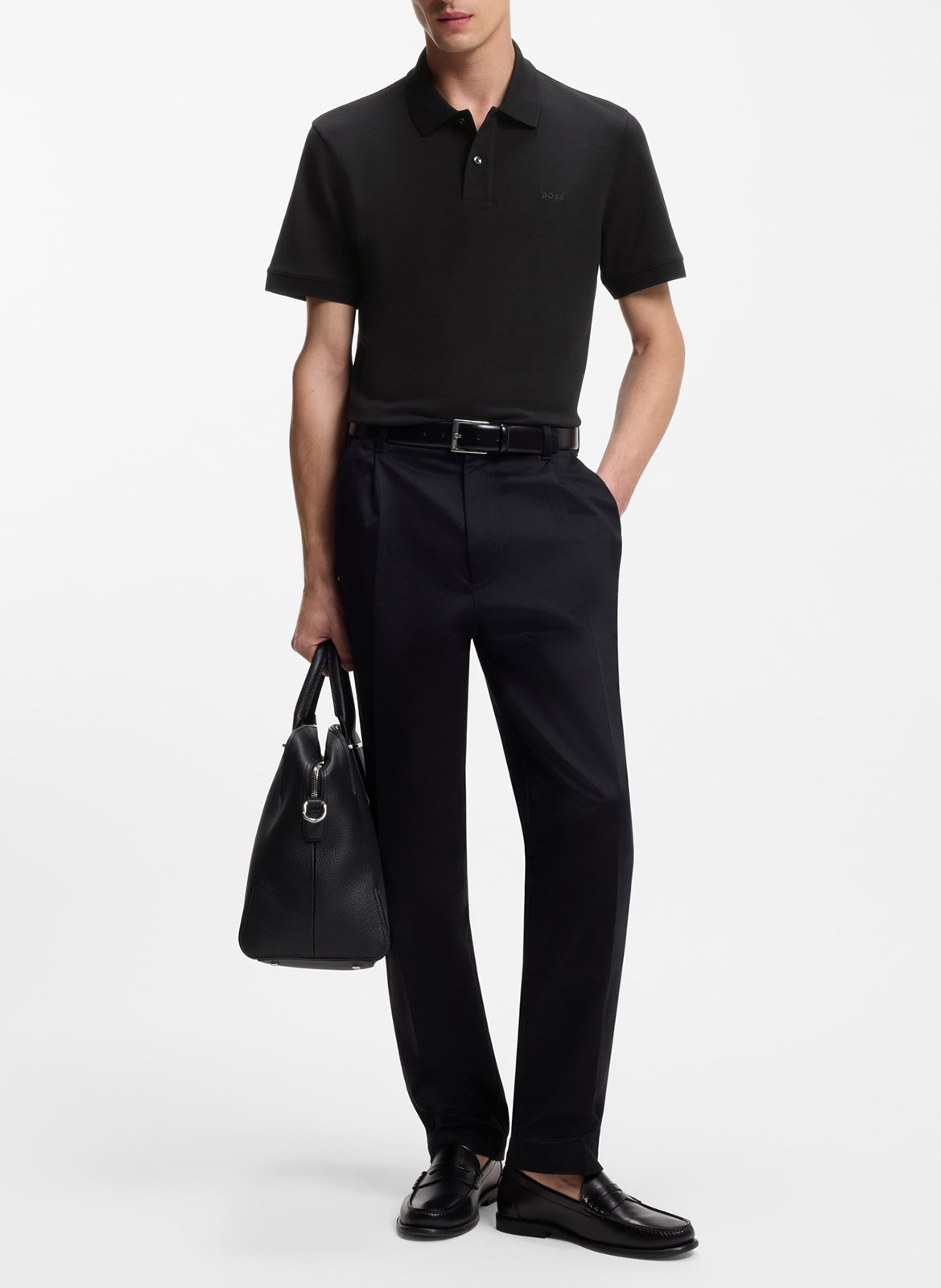 Short-sleeve solid color polo BOSS Black