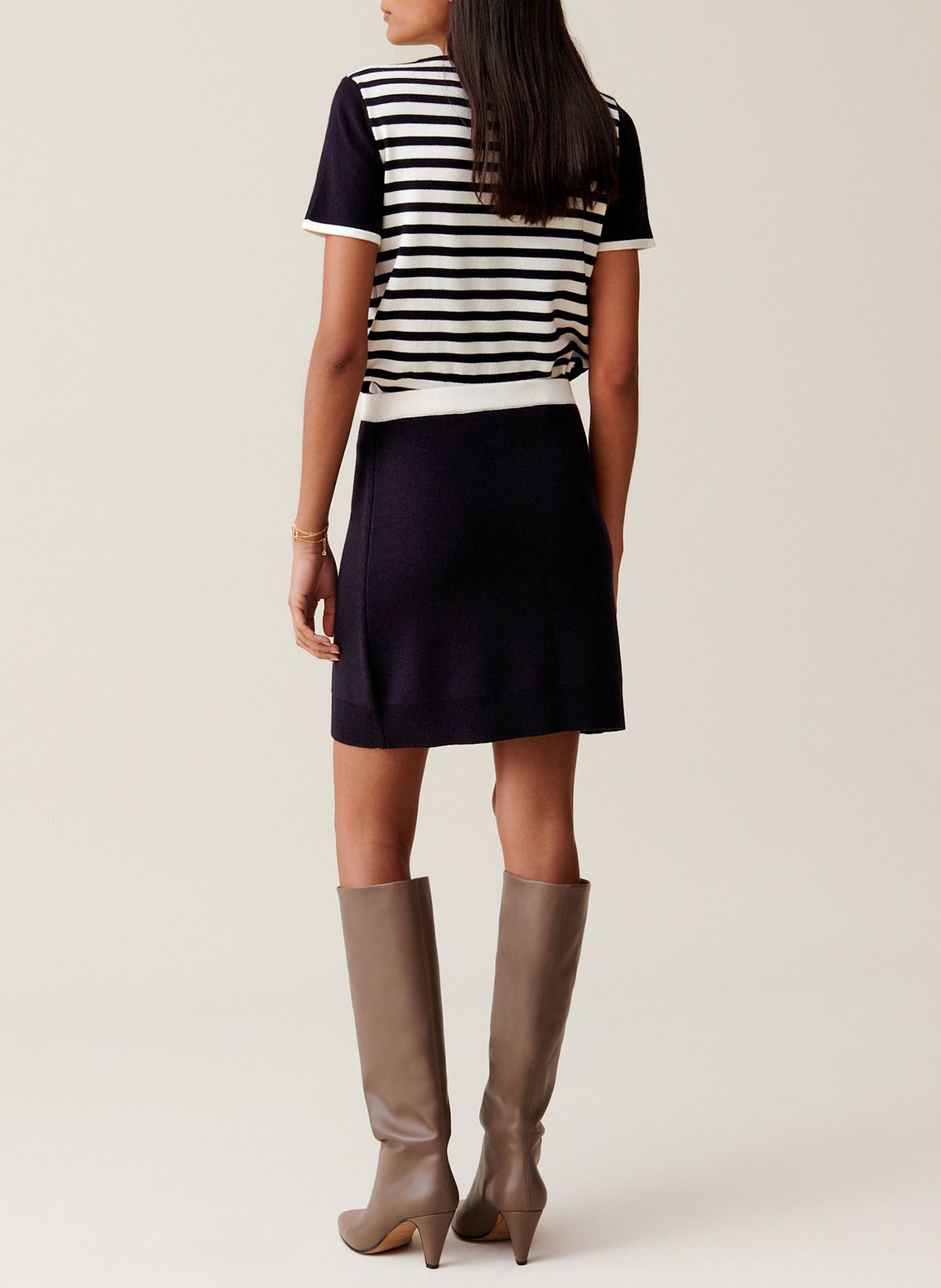 Korte, rechte rok van wolmix CLAUDIE PIERLOT Blauw