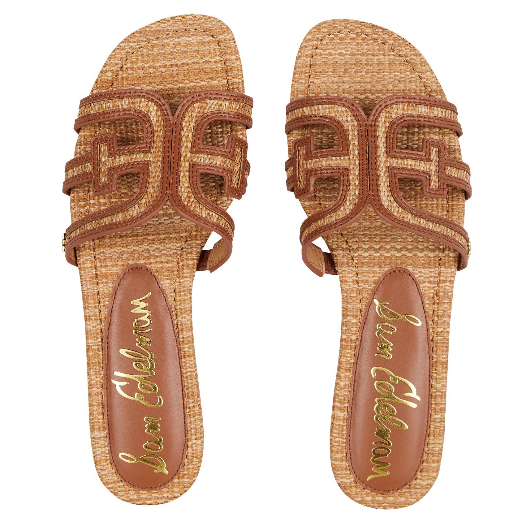 Platte slippers van raffia SAM EDELMAN Bruin