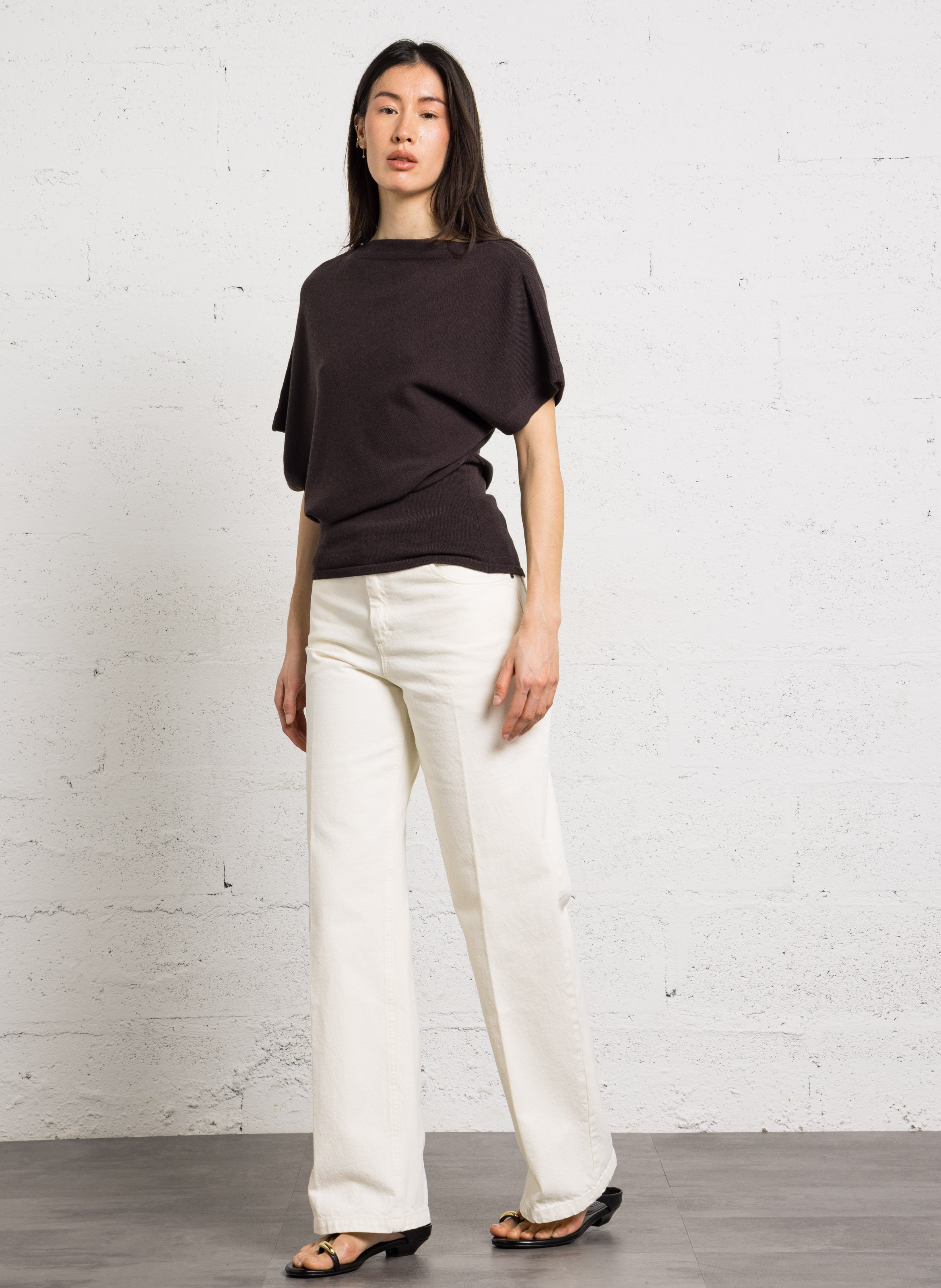 Weite Mid Waist Jeans SOEUR Beige