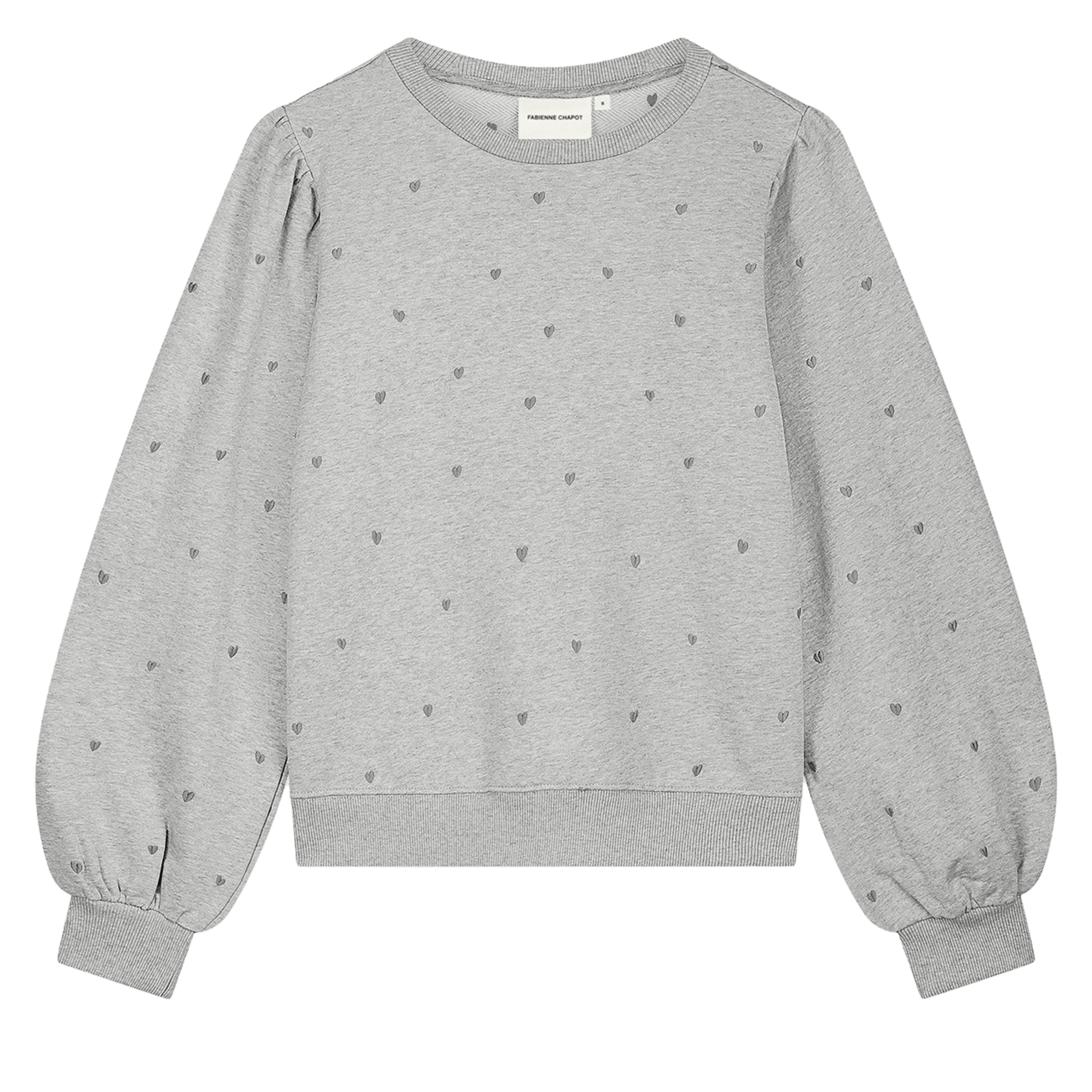 Sweat droit col rond brodé en coton FABIENNE CHAPOT