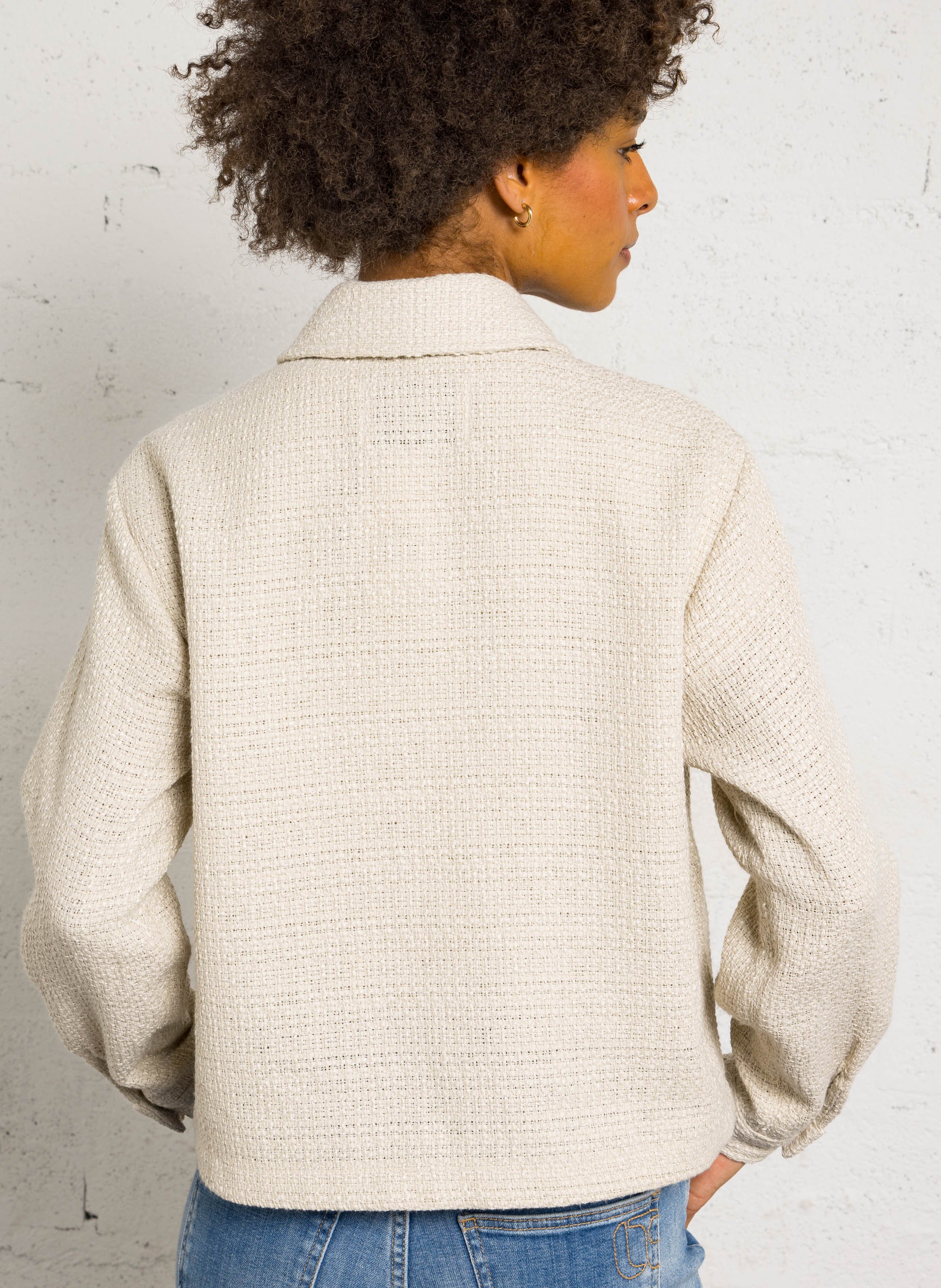 Kort, recht jasje met klassieke kraag LE TEMPS DES CERISES Beige