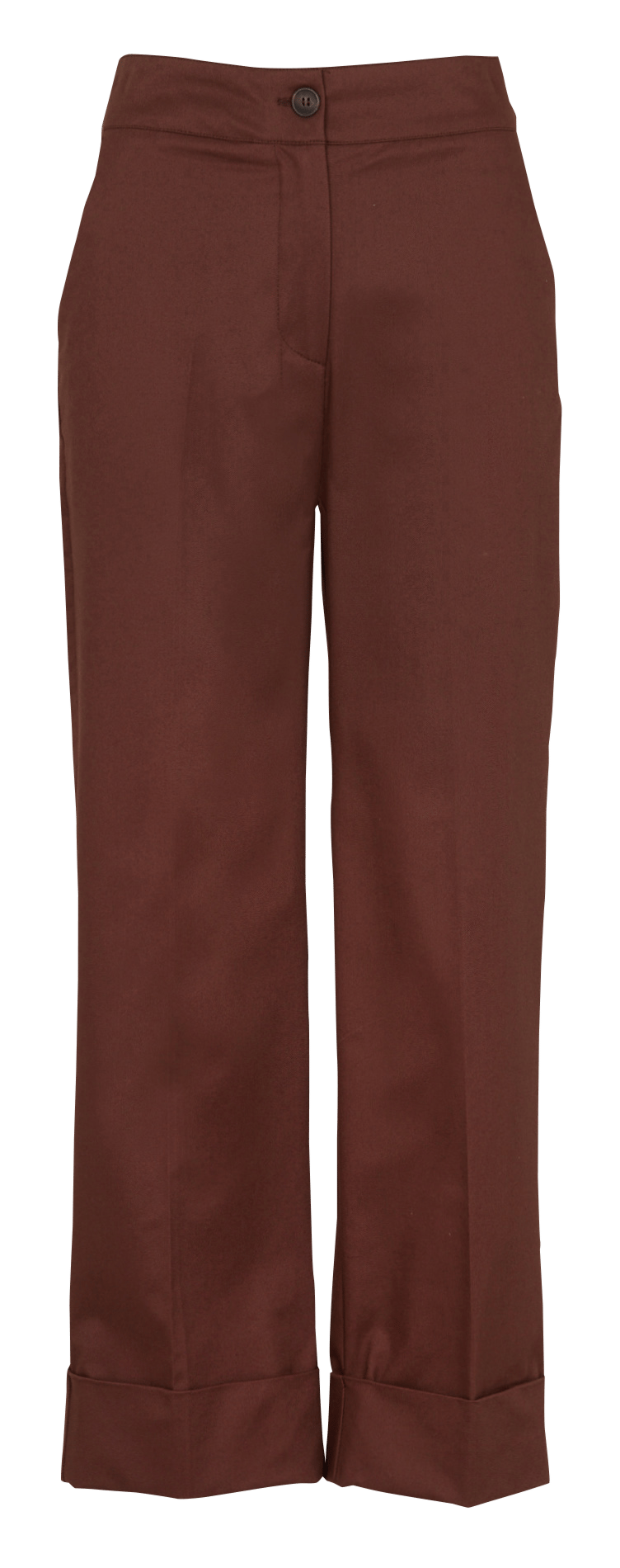 Pantalon droit uni à revers SUD EXPRESS Marron