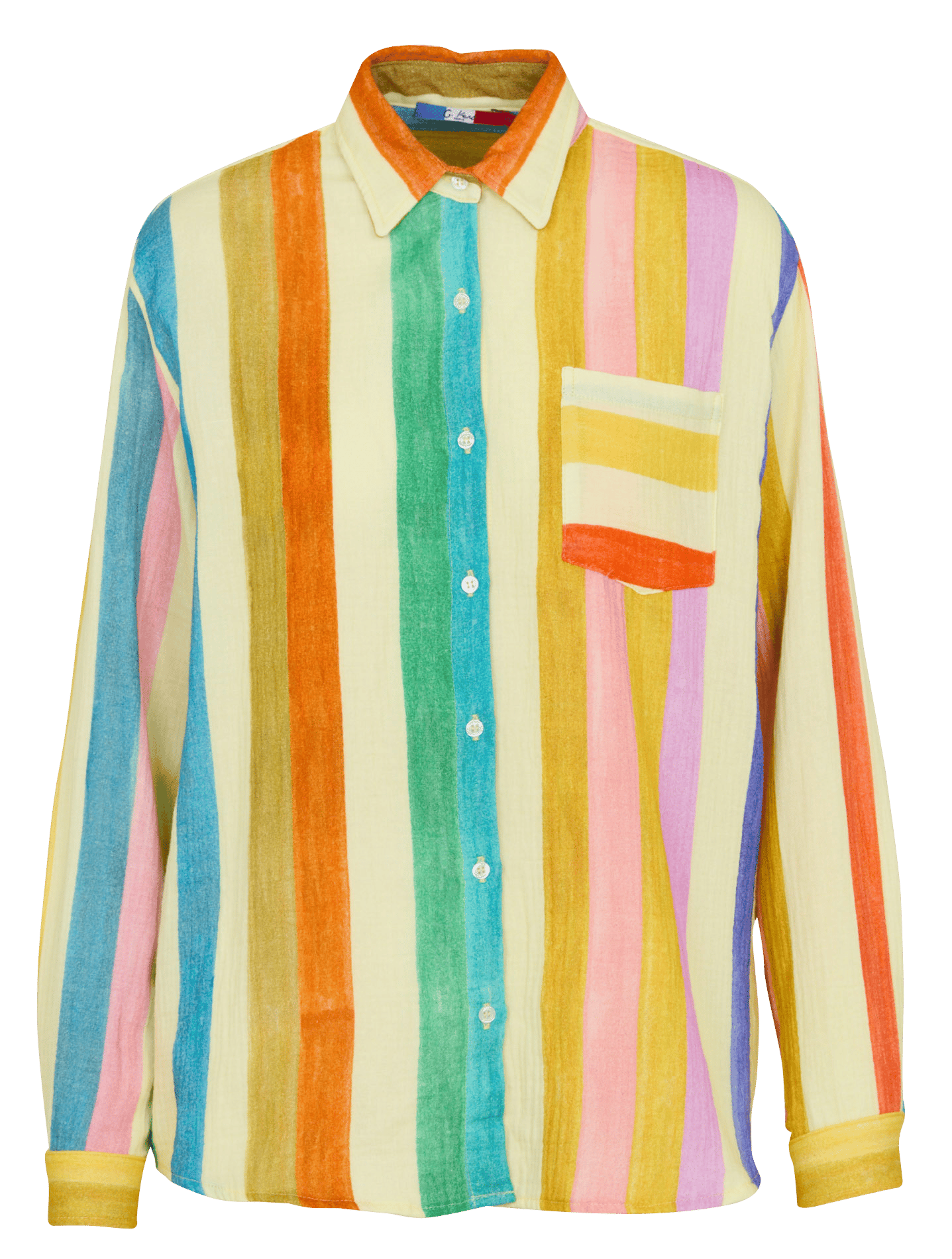 Oversized classic collar striped cotton gauze shirt G.KERO Multicolored
