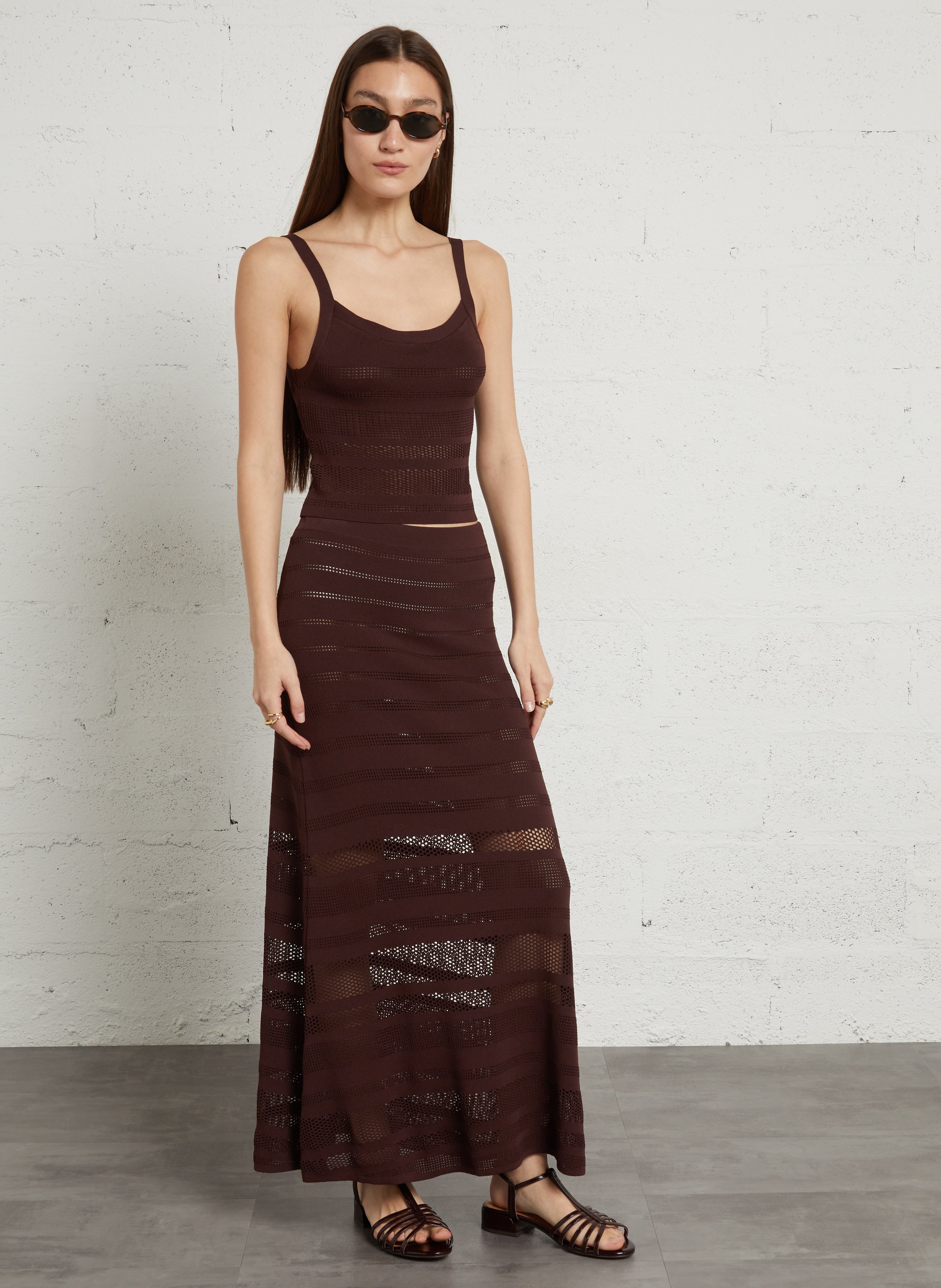 Flache Lackledersandalen BOCAGE Braun