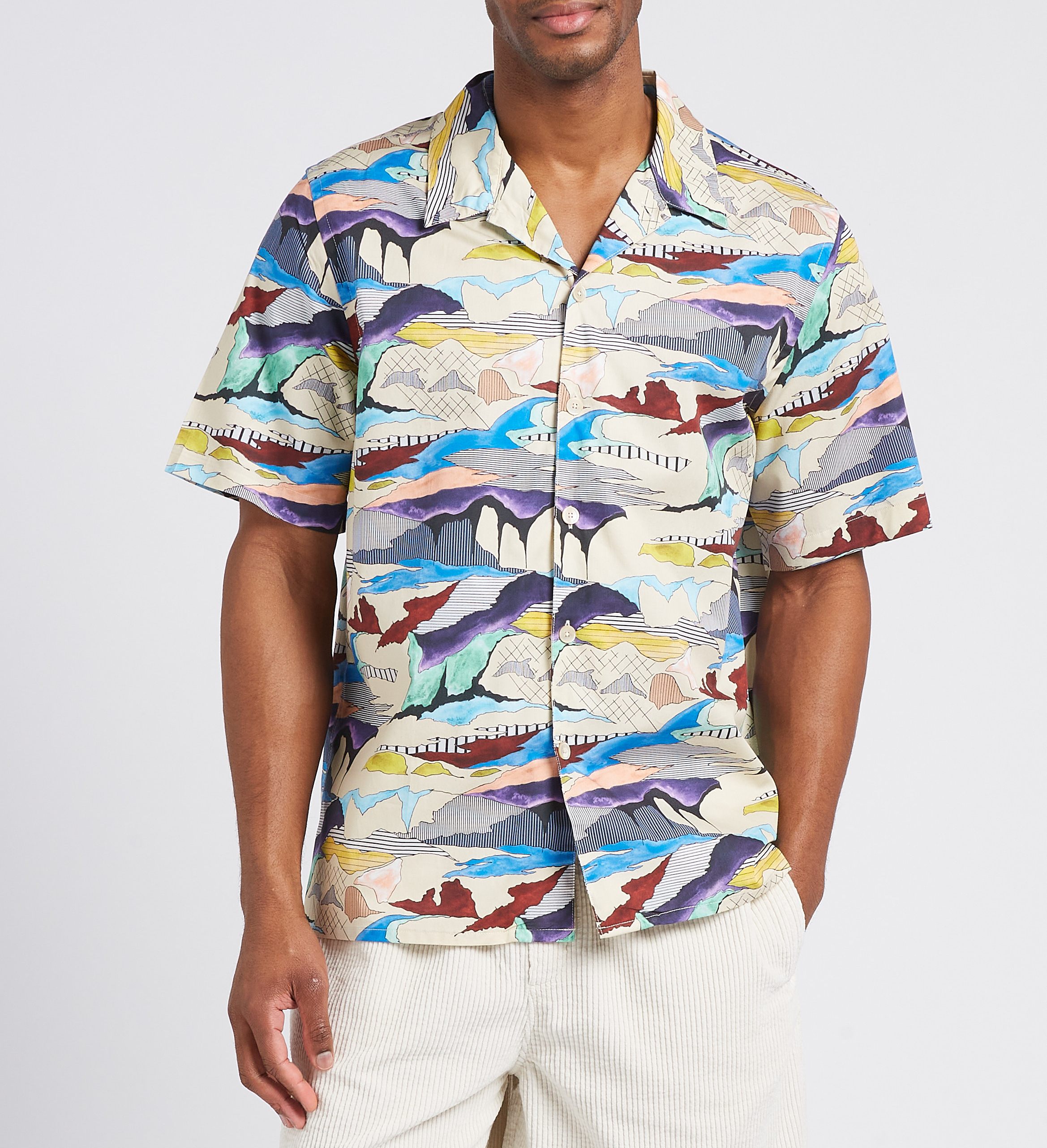 Blouse van biokatoen met Cubaanse kraag en print PAUL SMITH Wit