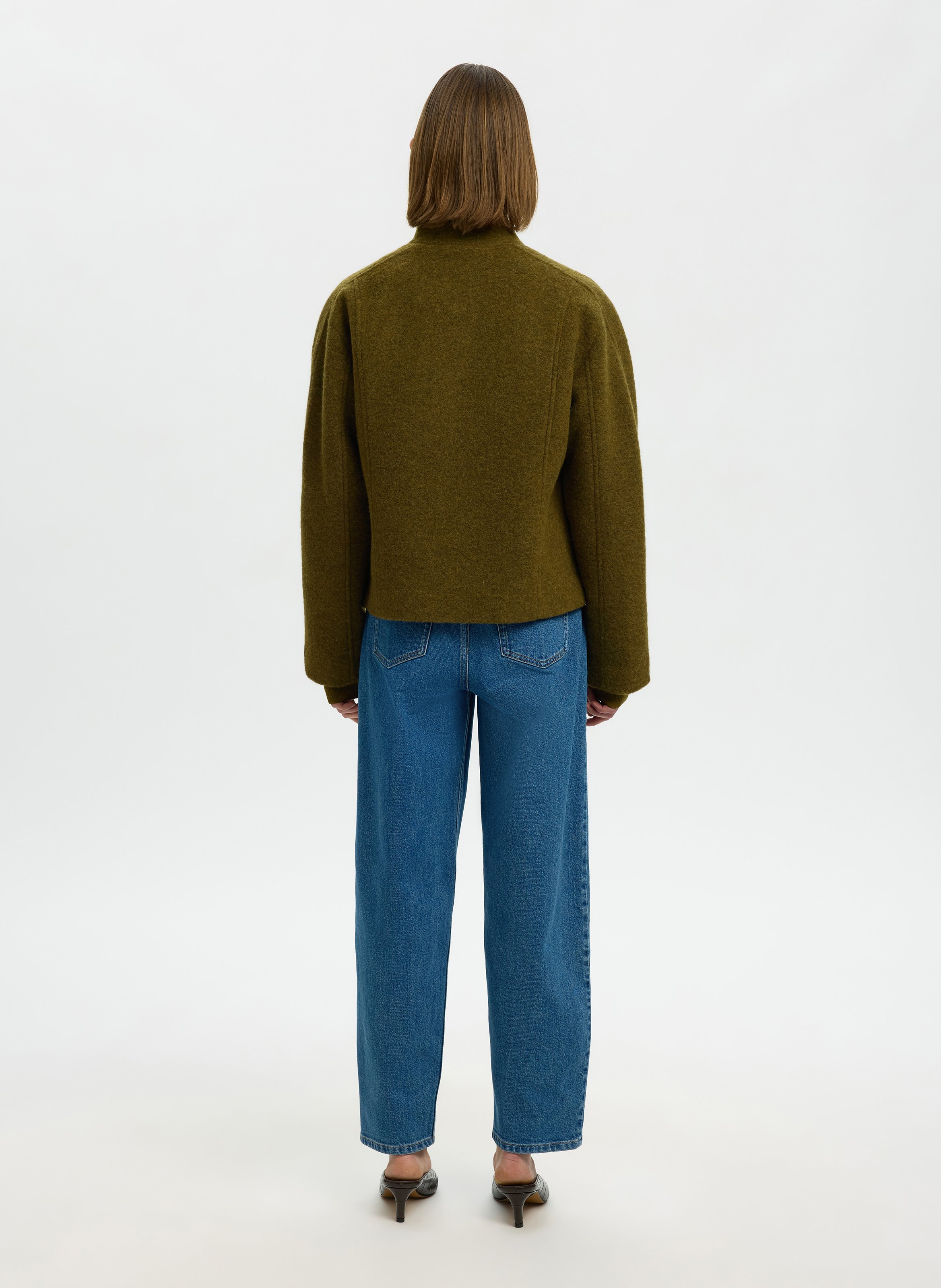 Veste oversize en laine recyclée mélangée SELECTED Vert