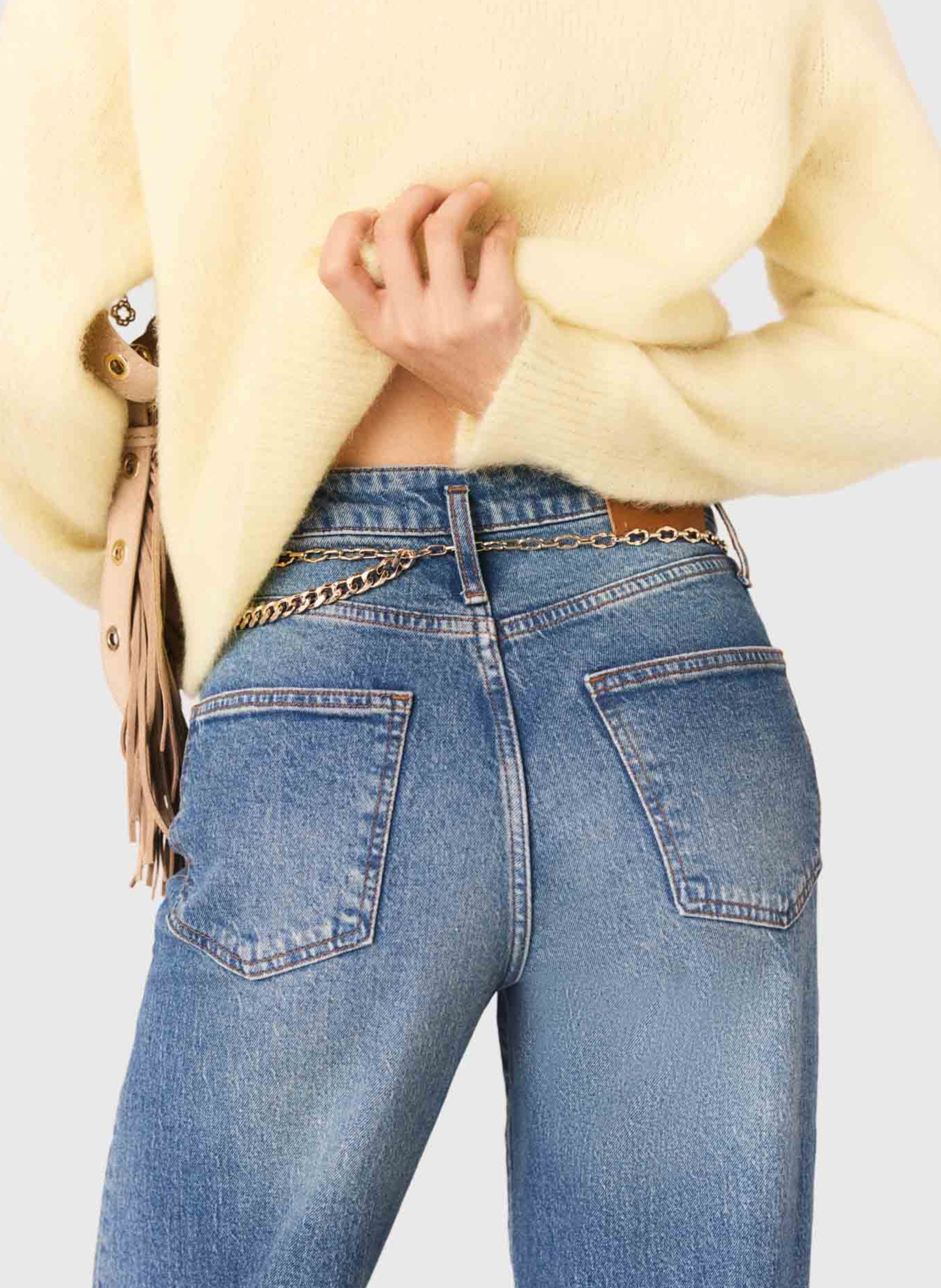 Wide-leg cotton denim jeans MAJE Blue
