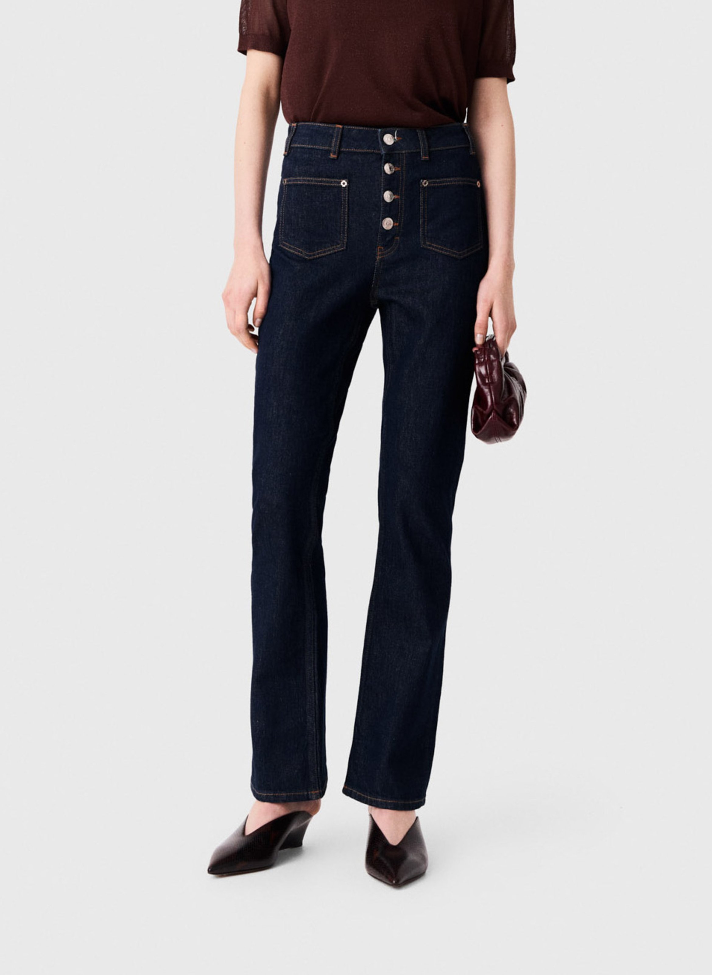 Hoge taille ruwe knoop jeans MAJE Blauw