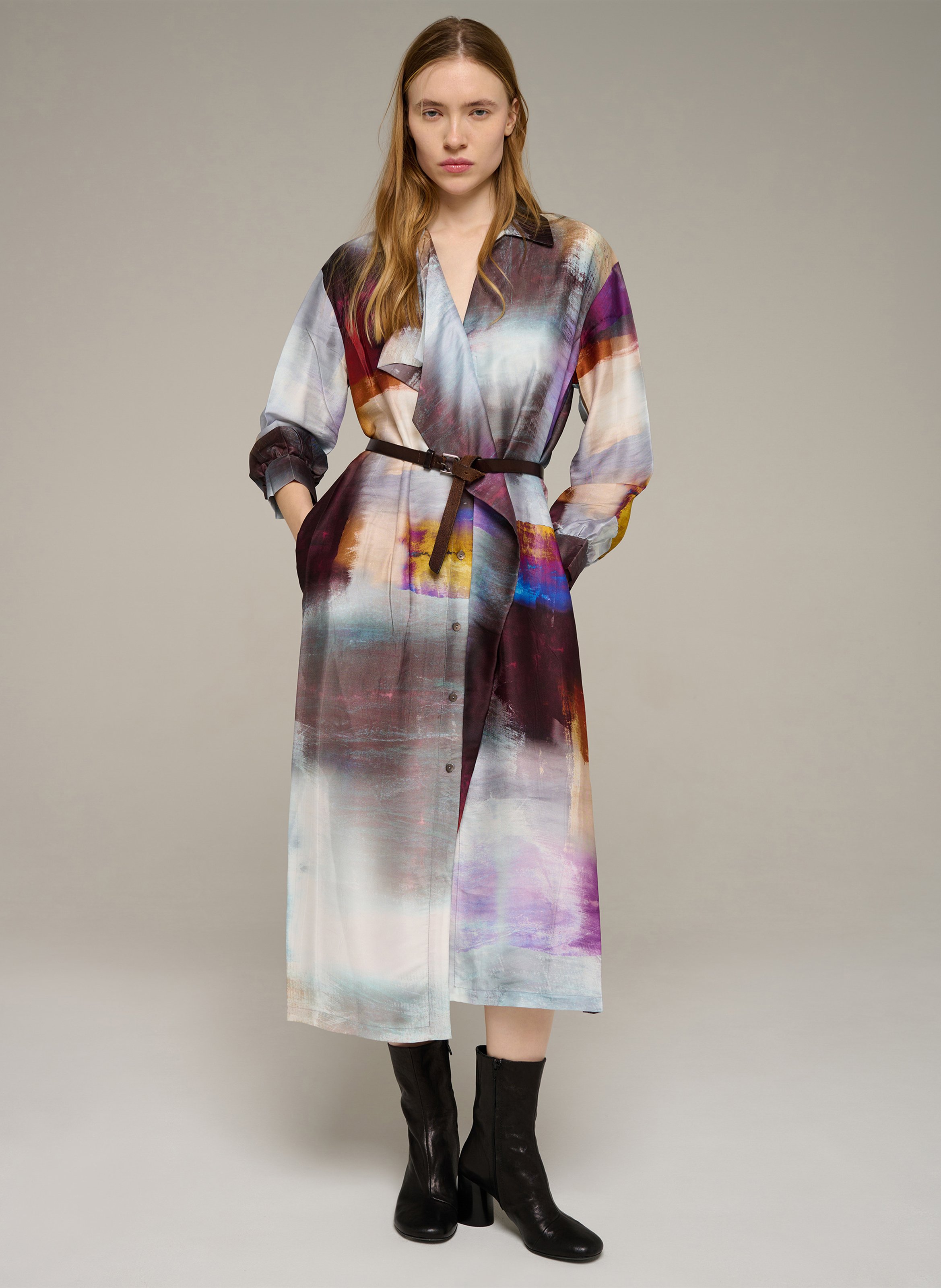 Midikleid mit Gürtel COTELAC Blau