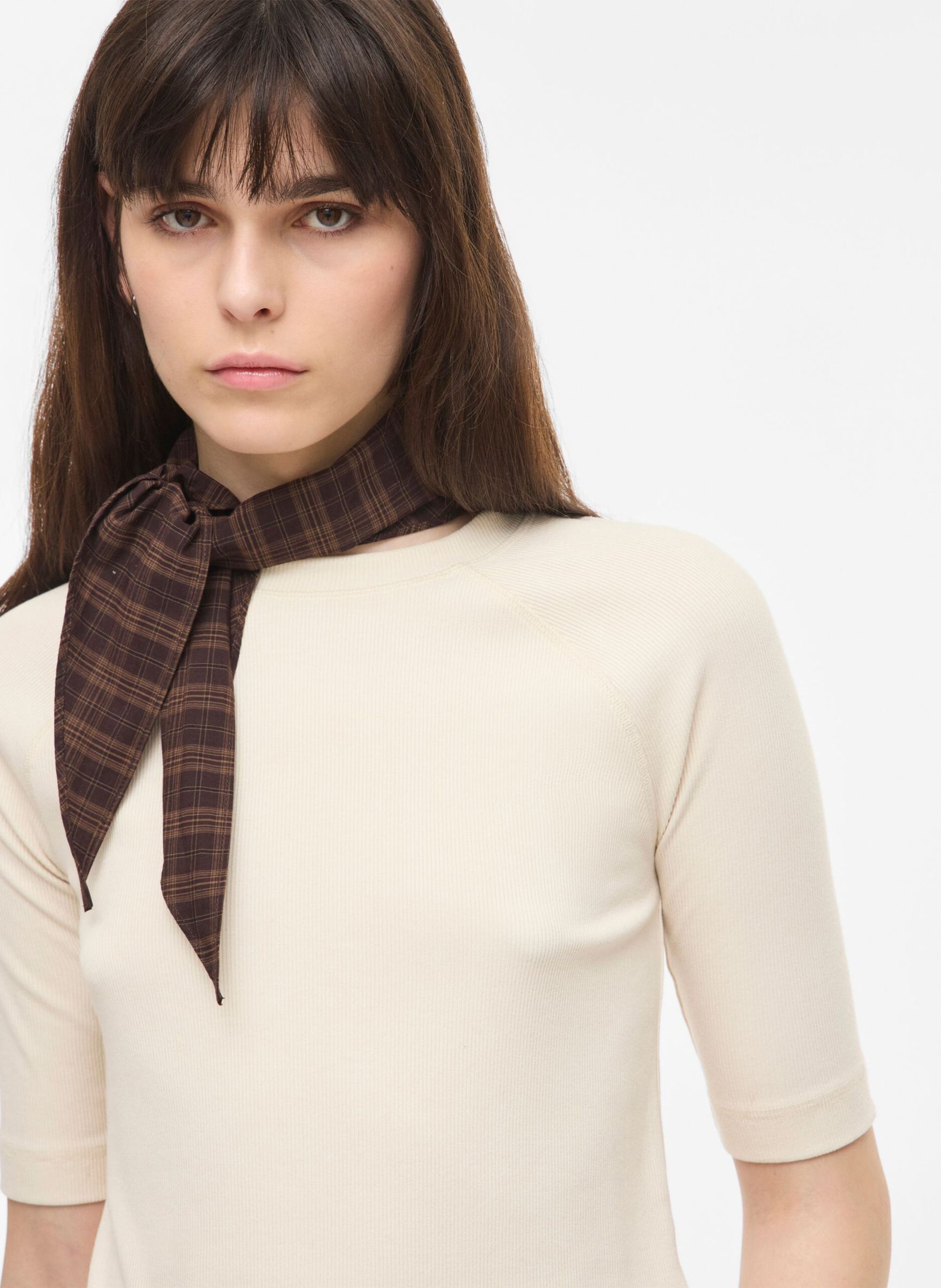 Top droit col rond ROUGE EDIT Beige