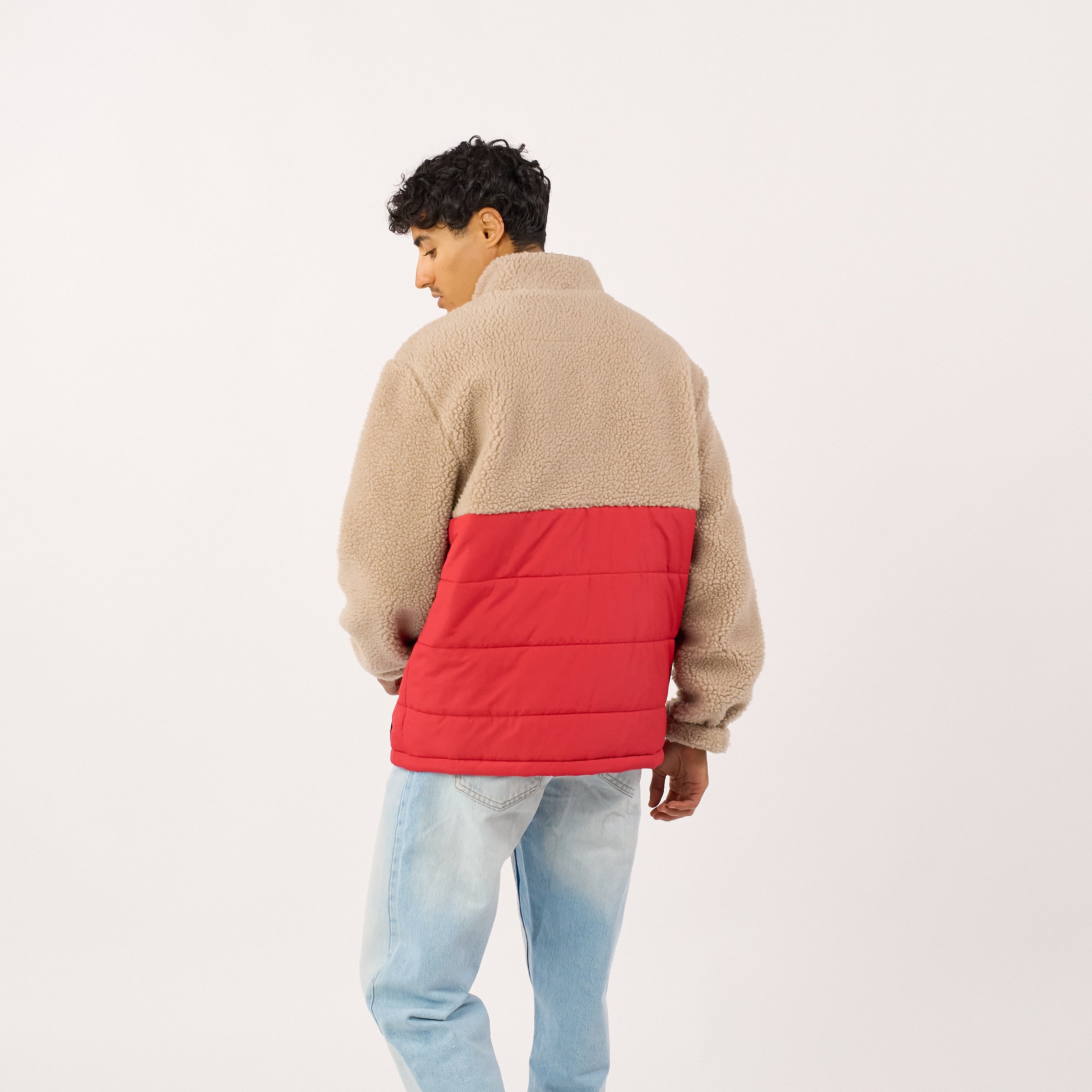 Sherpa bi-material jacket | Red BILLYBELT Men