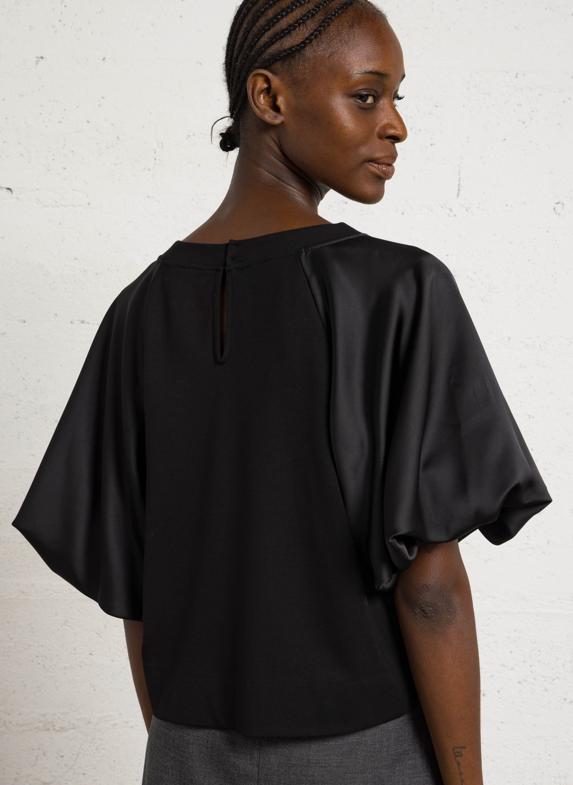 Round neck top with balloon sleeves IMPERIAL Brown