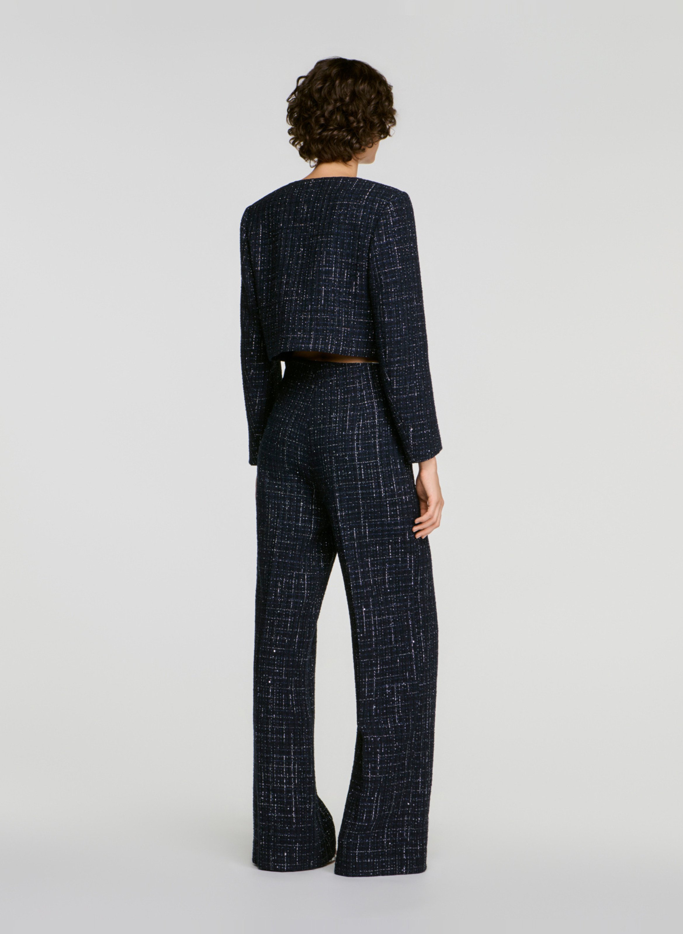 Fitted short jacket in blended cotton. SANDRO Blue