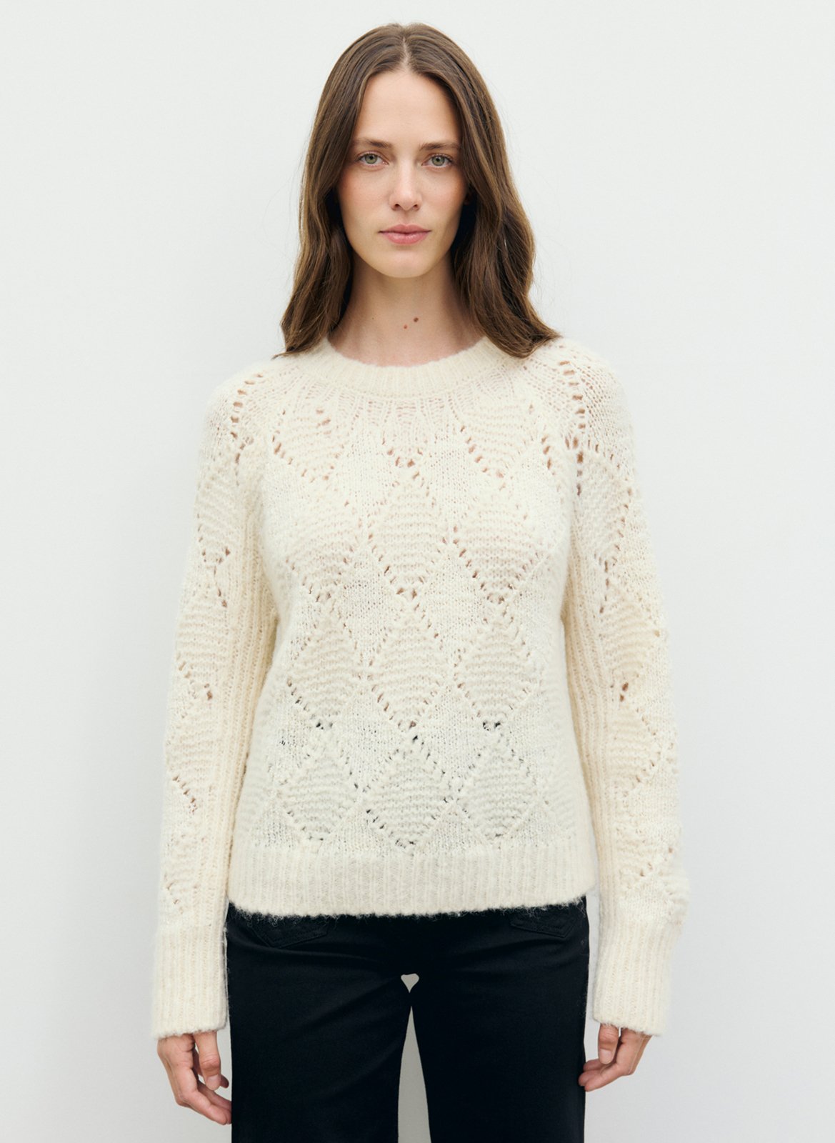 Pull droit col rond en laine mélangée GERARD DAREL Beige