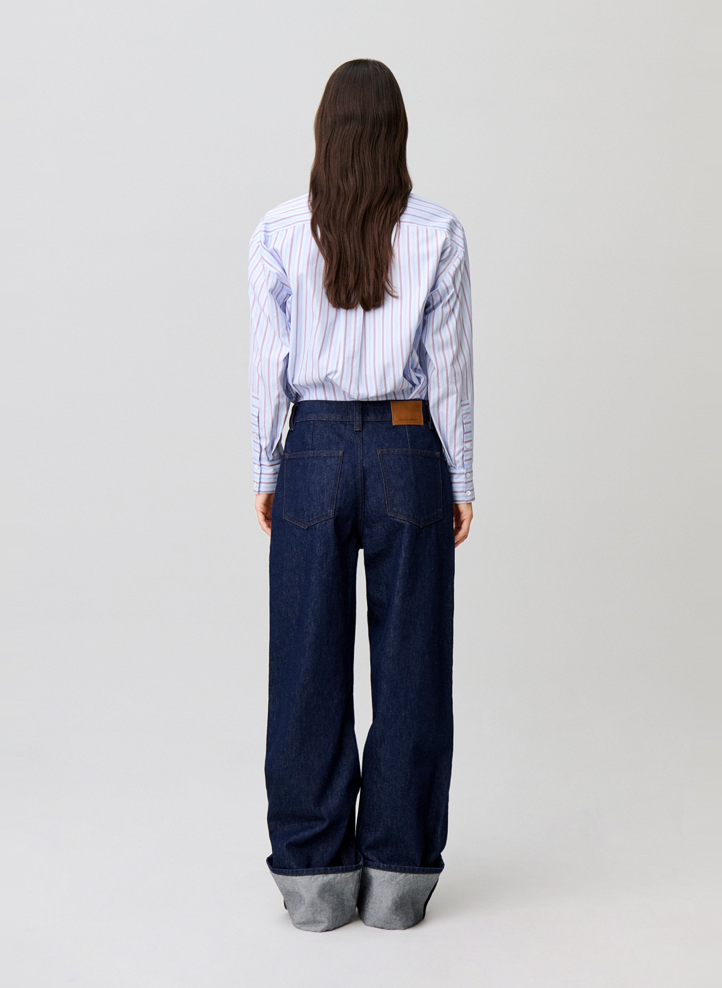 Wide-leg high-waisted cotton jeans CLAUDIE PIERLOT Blue