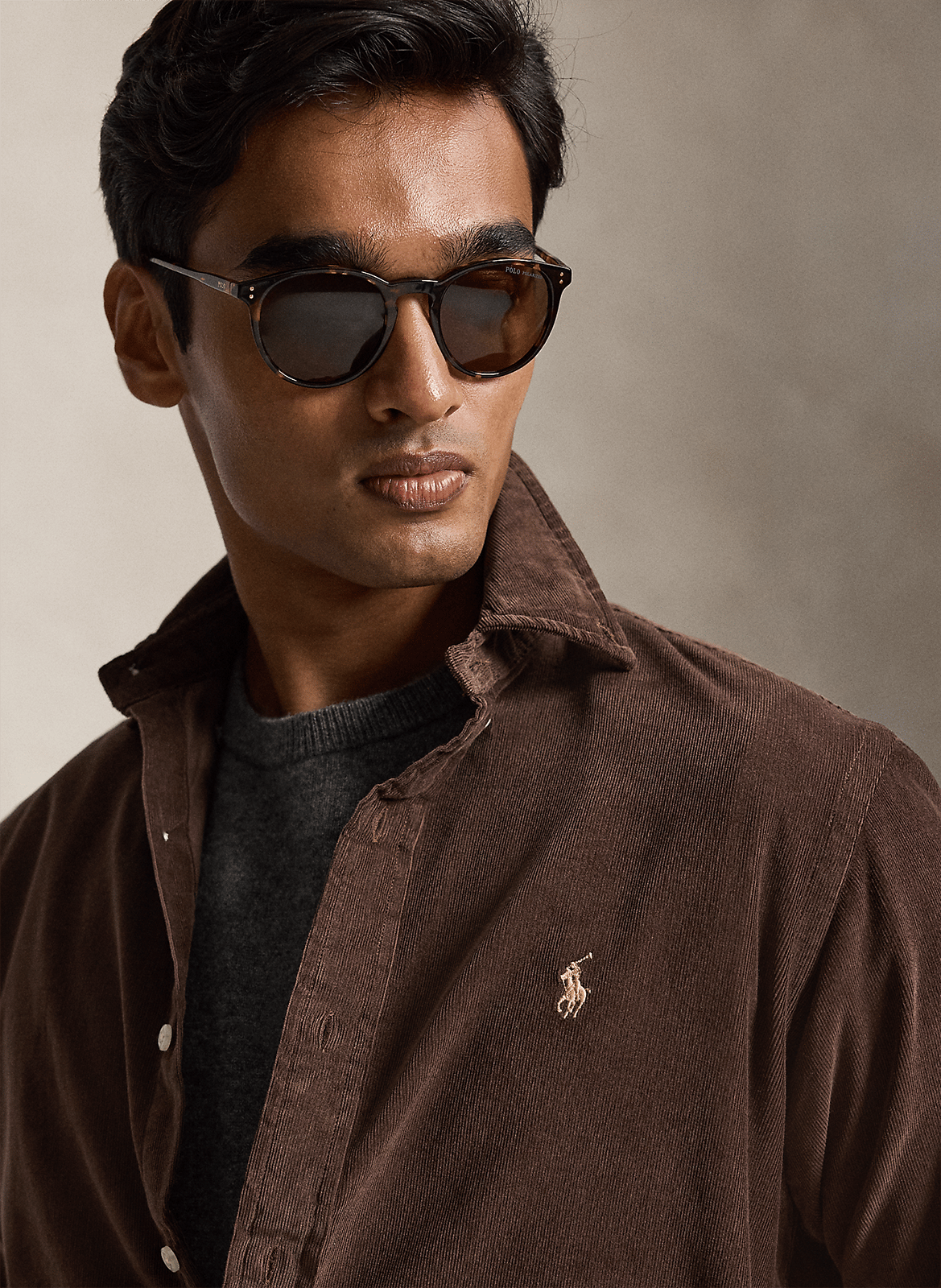 Chemise col américain regular-fit en velours côtelé POLO RALPH LAUREN Marron